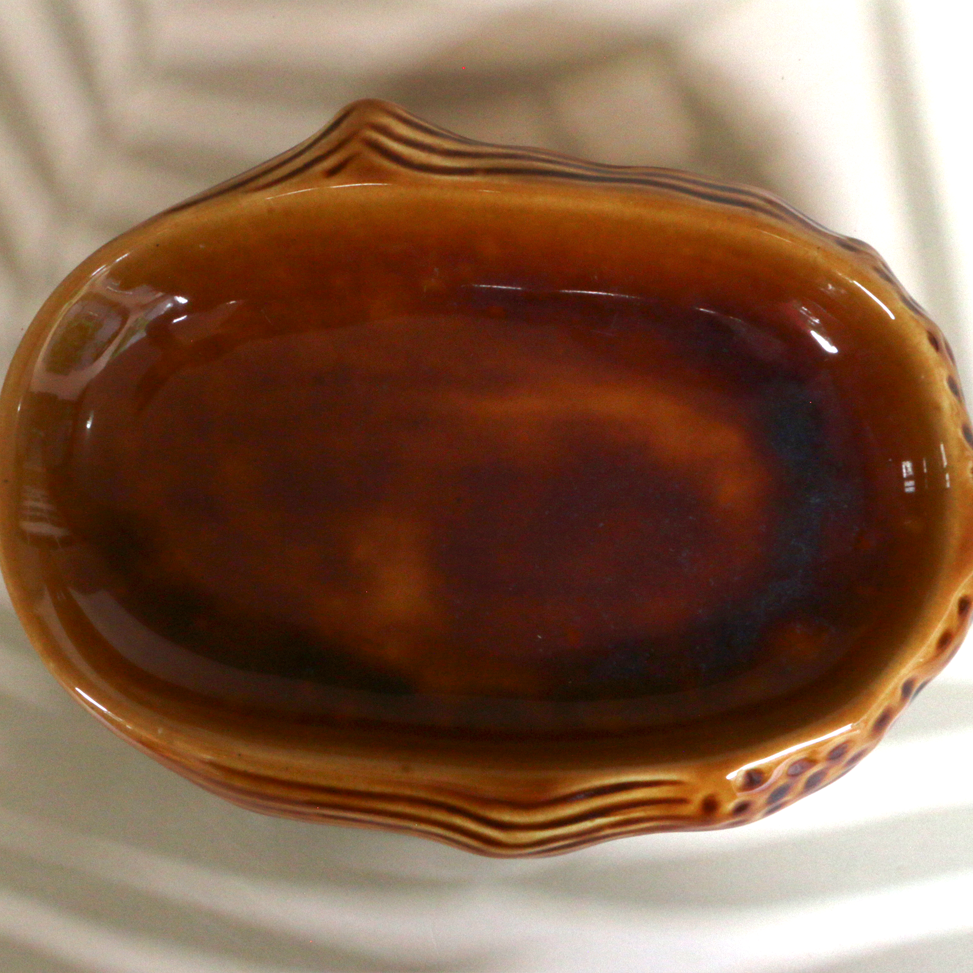 Ambi Handmade Ceramic Glazed Brown Large Serving Platter 9 inch