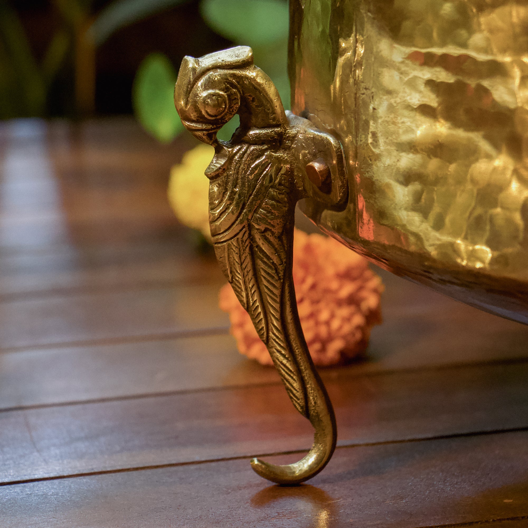 Hand Crafted Vintage Decorative Large Brass Water Pot (Mataka) on Legs
