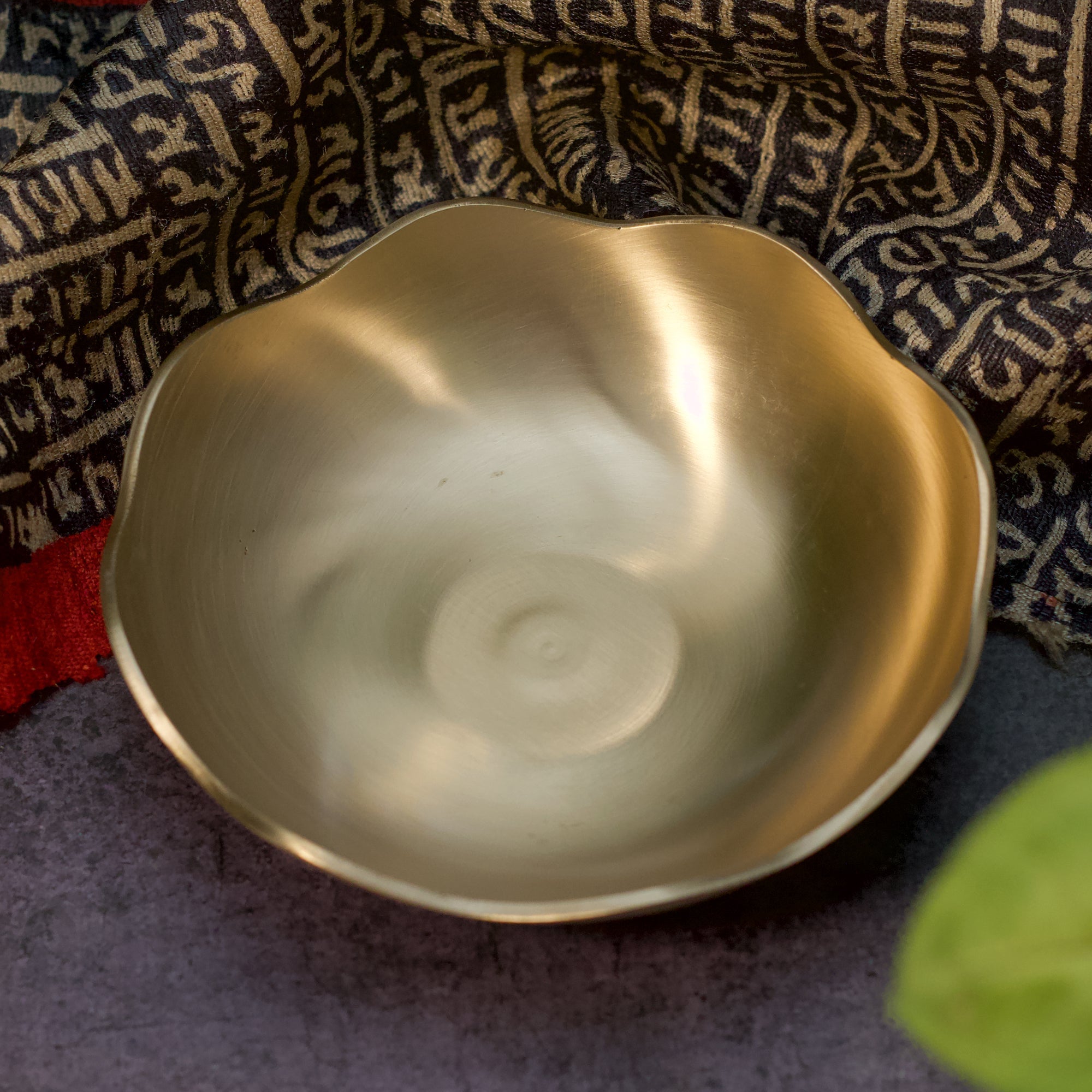 Elegant & Pure Kansa Floral Dessert Bowl - 6 Inch