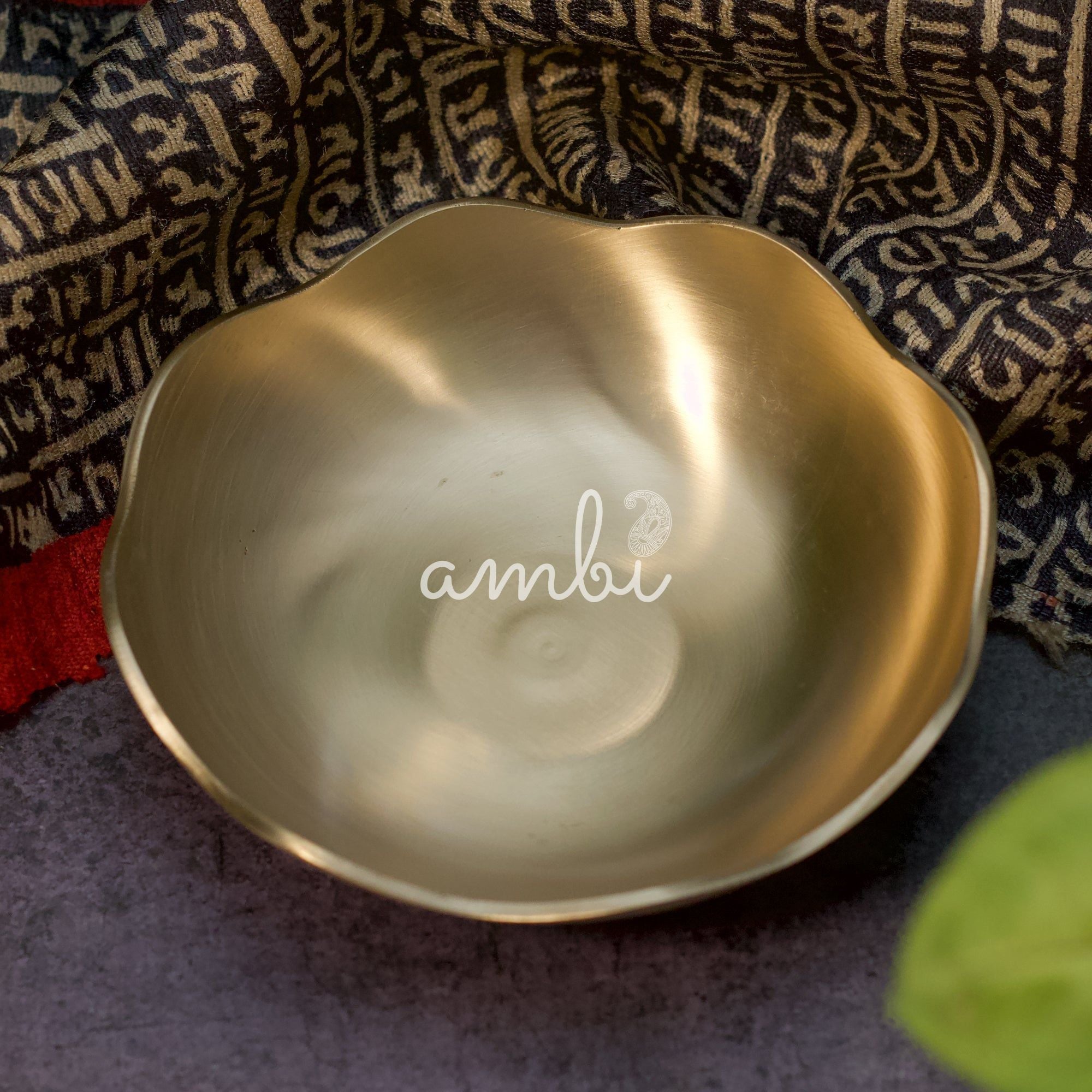 AMBI Elegant & Pure 100% Lead Free Kansa Floral Dessert Bowl - 5.5 Inches - 320 ML