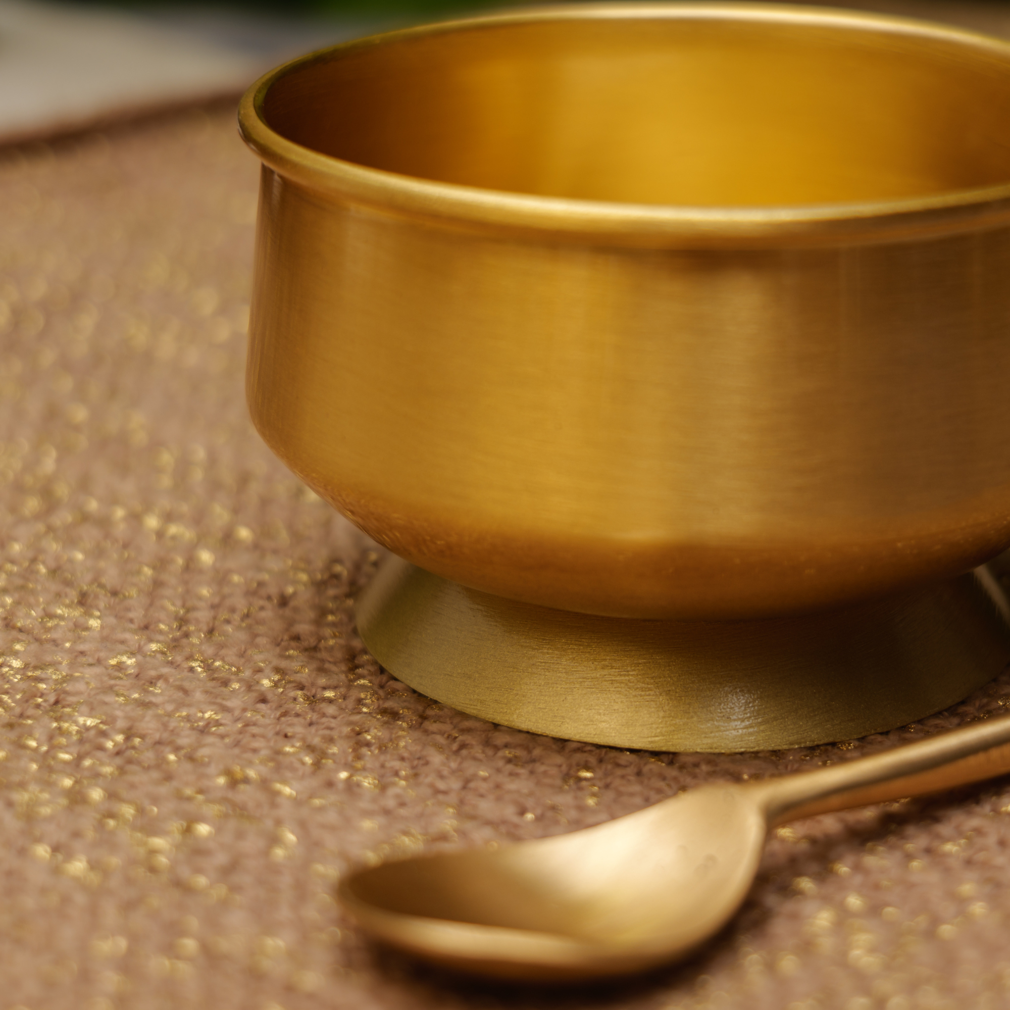 Ambi Pure Brass Dessert/ Icecream Bowl (with spoon) - Set of 2