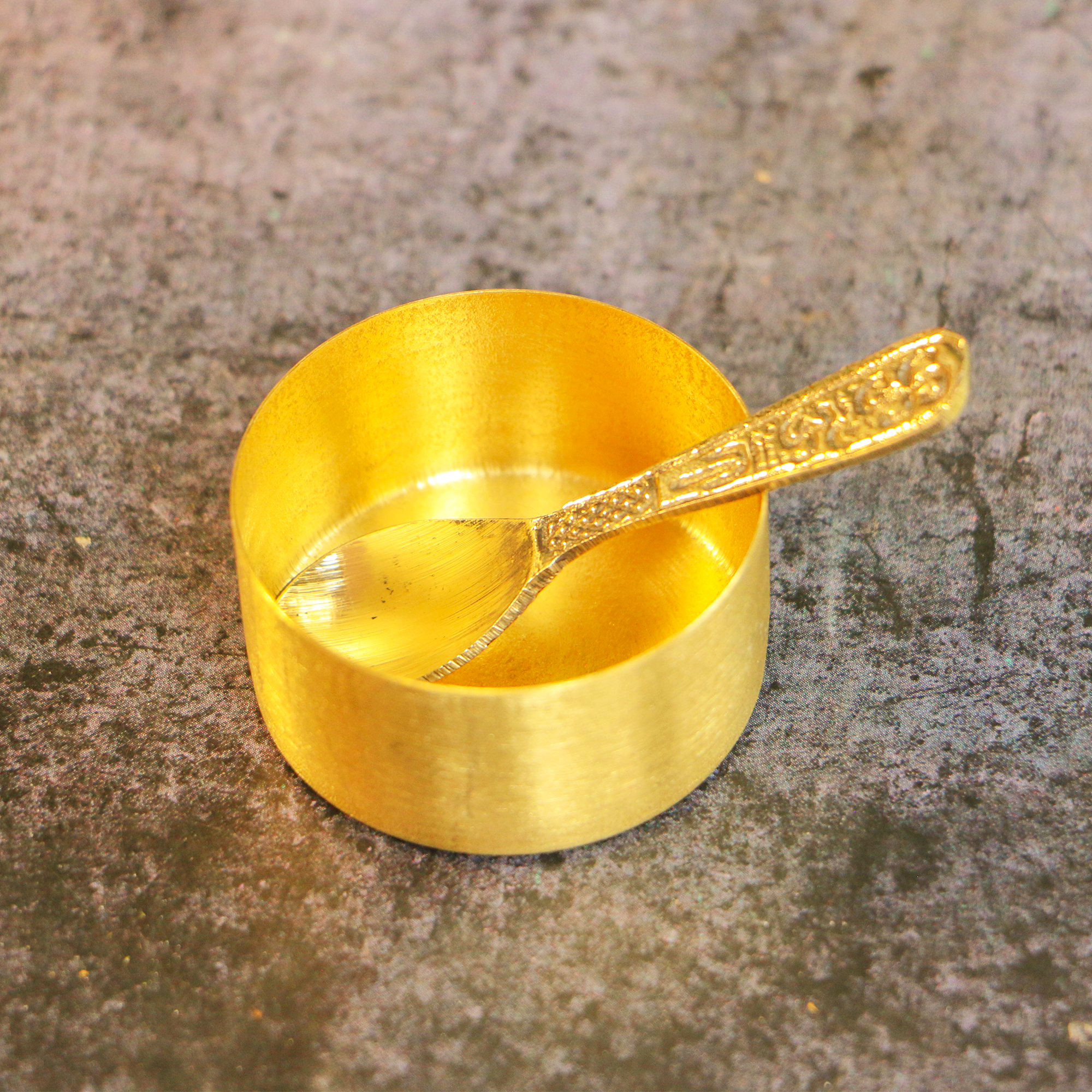 Mini Small 100% Pure Brass Spice / Supari / Churan Box Masala Daani with 7 Container - 6 inches Diameter