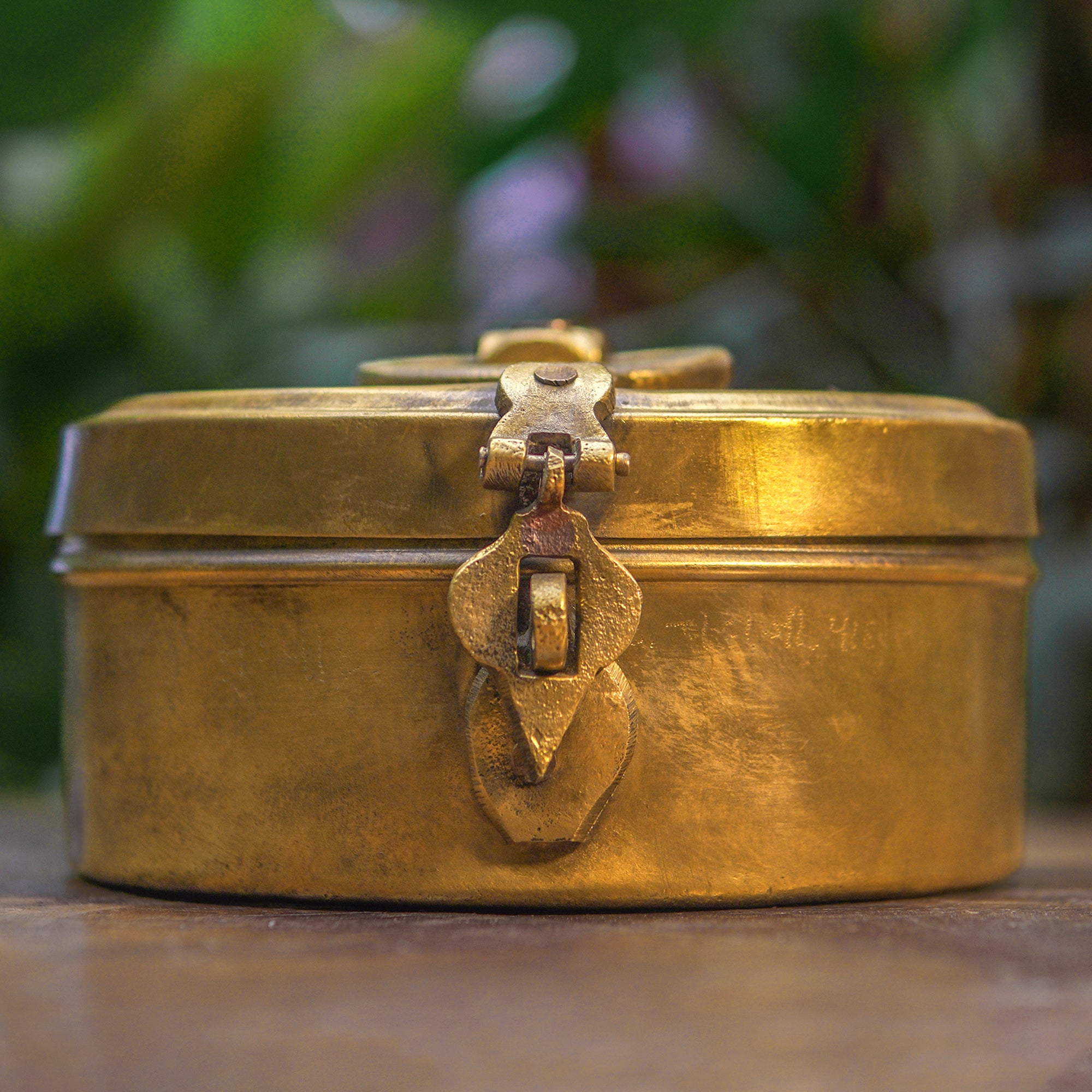 Handcrafted Vintage Elegant  Brass Box - 7 inches diameter