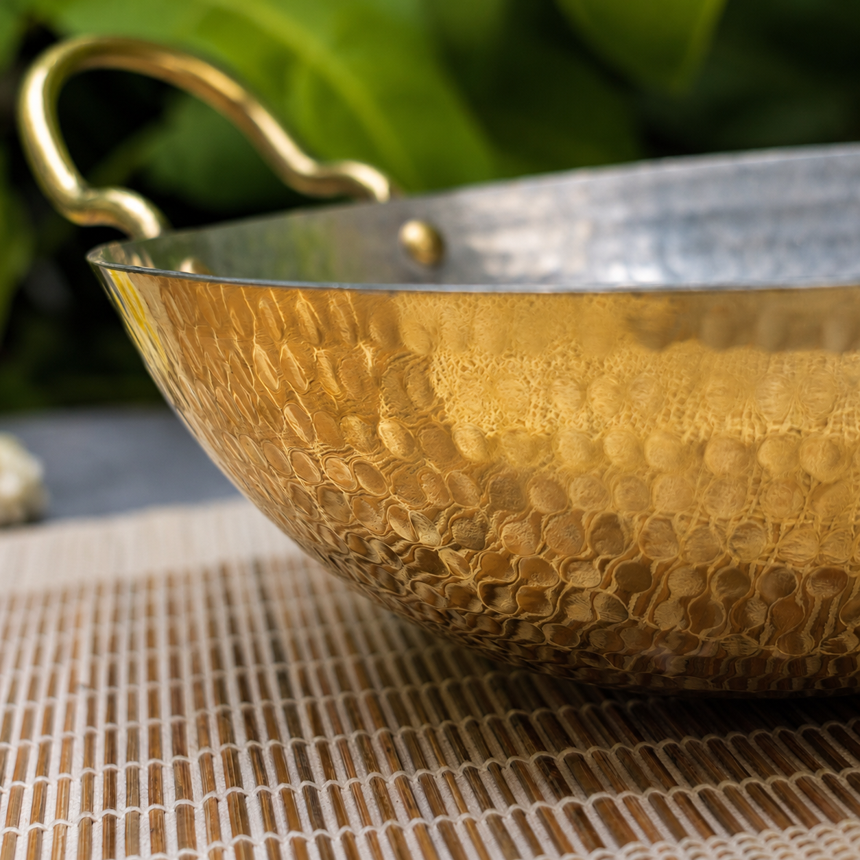 Pure Brass Traditional Hammered Kadhai — 8.5 Inches | Ambi