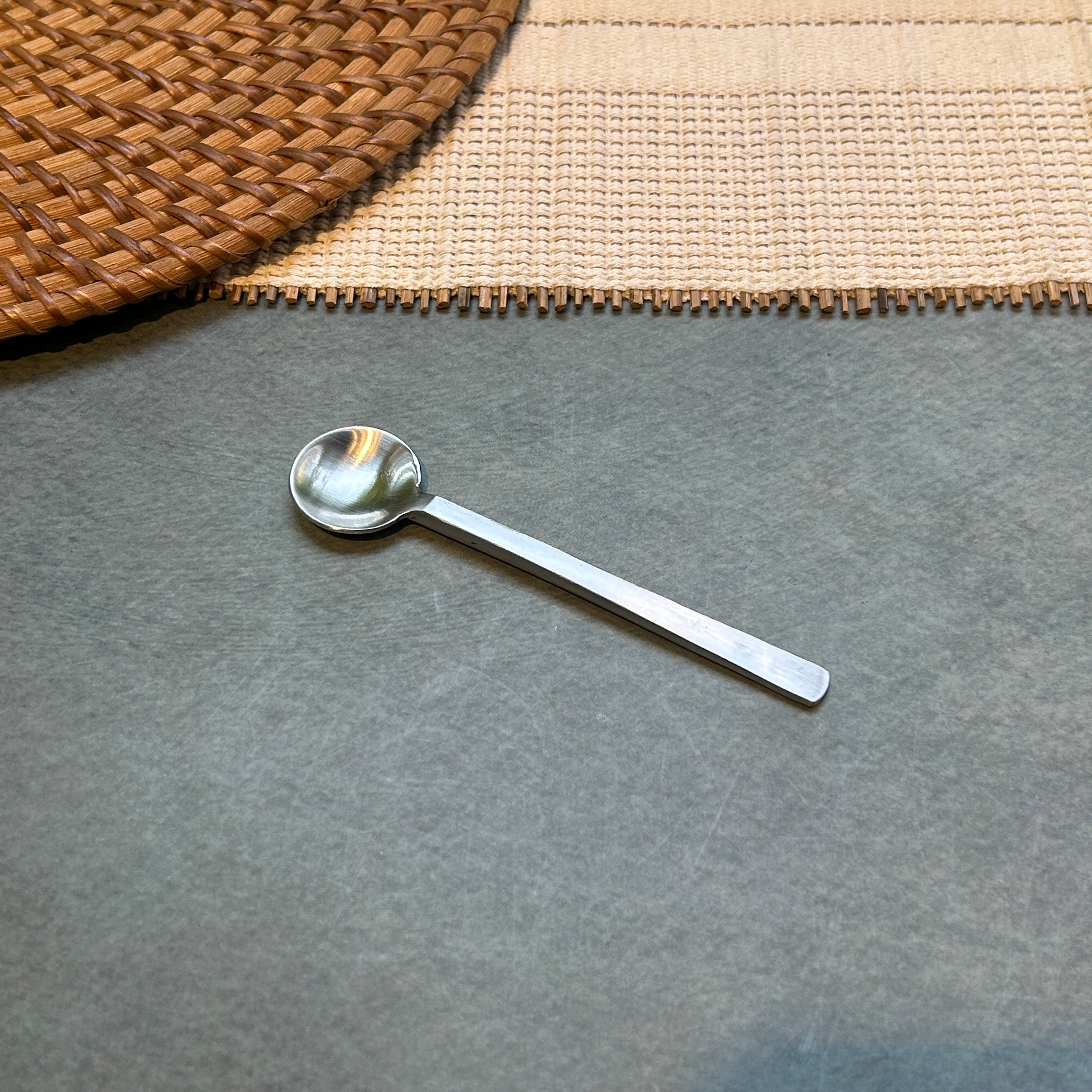 Ambi Pure Brass Circular Scoop Flatware - Tea and Coffee Silver Spoon |Multipurpose Spoon|