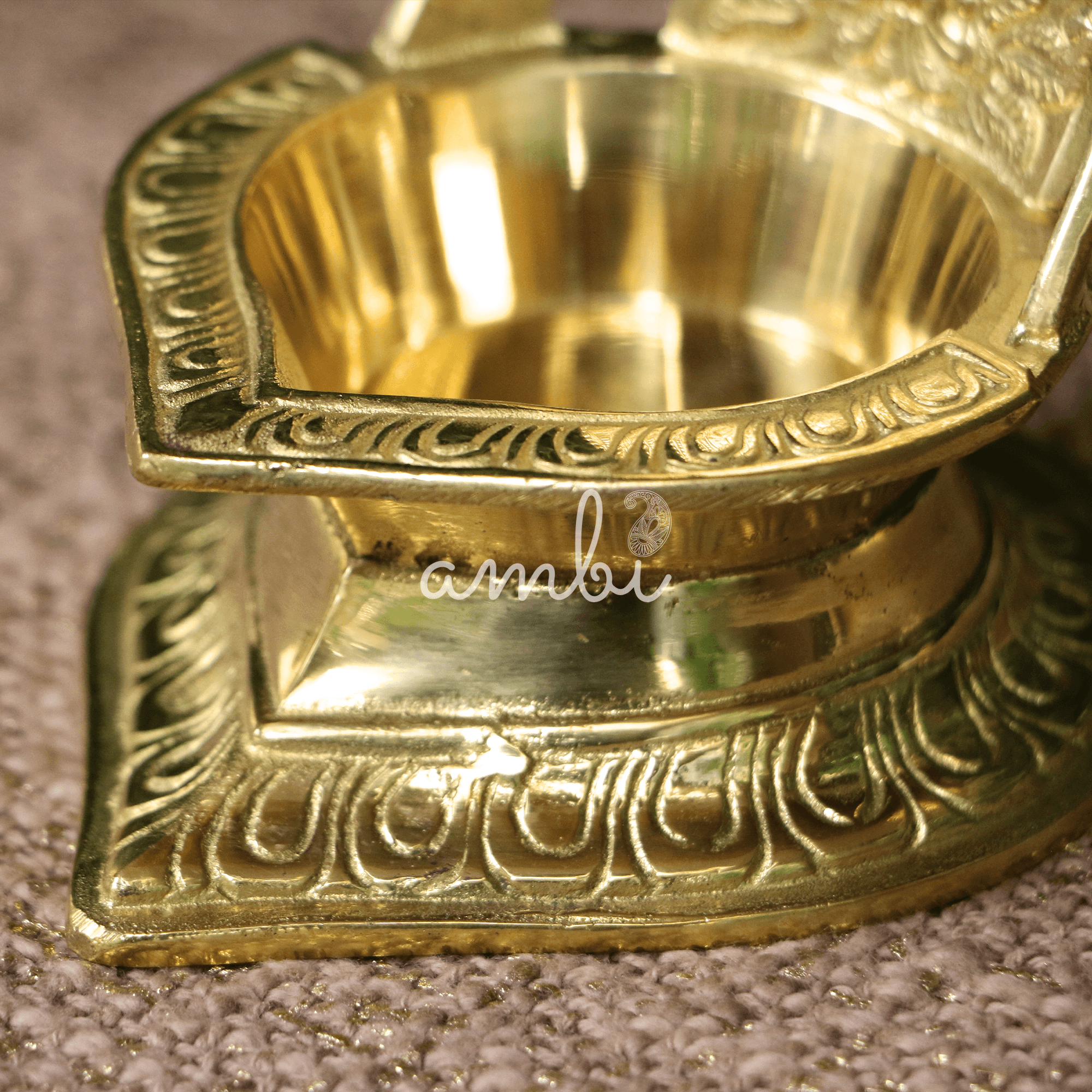 100% Pure Brass Kamakshi Deepam — Big Size | Sacred Oil Lamp | Ambi