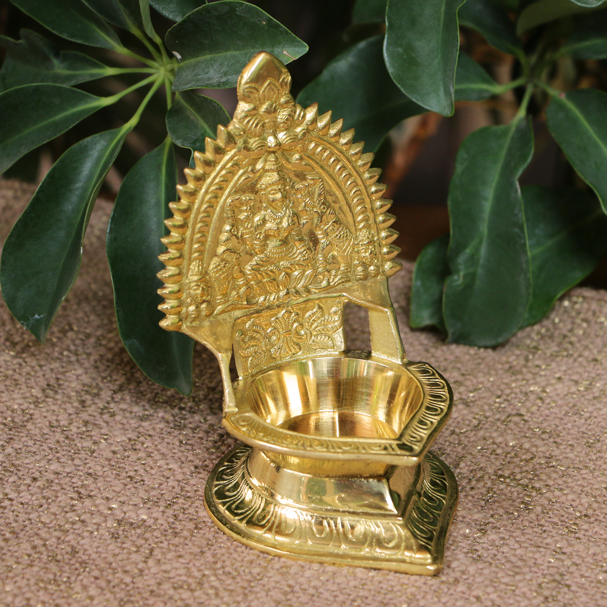 100% Pure Brass Kamakshi Deepam — Big Size | Sacred Oil Lamp | Ambi