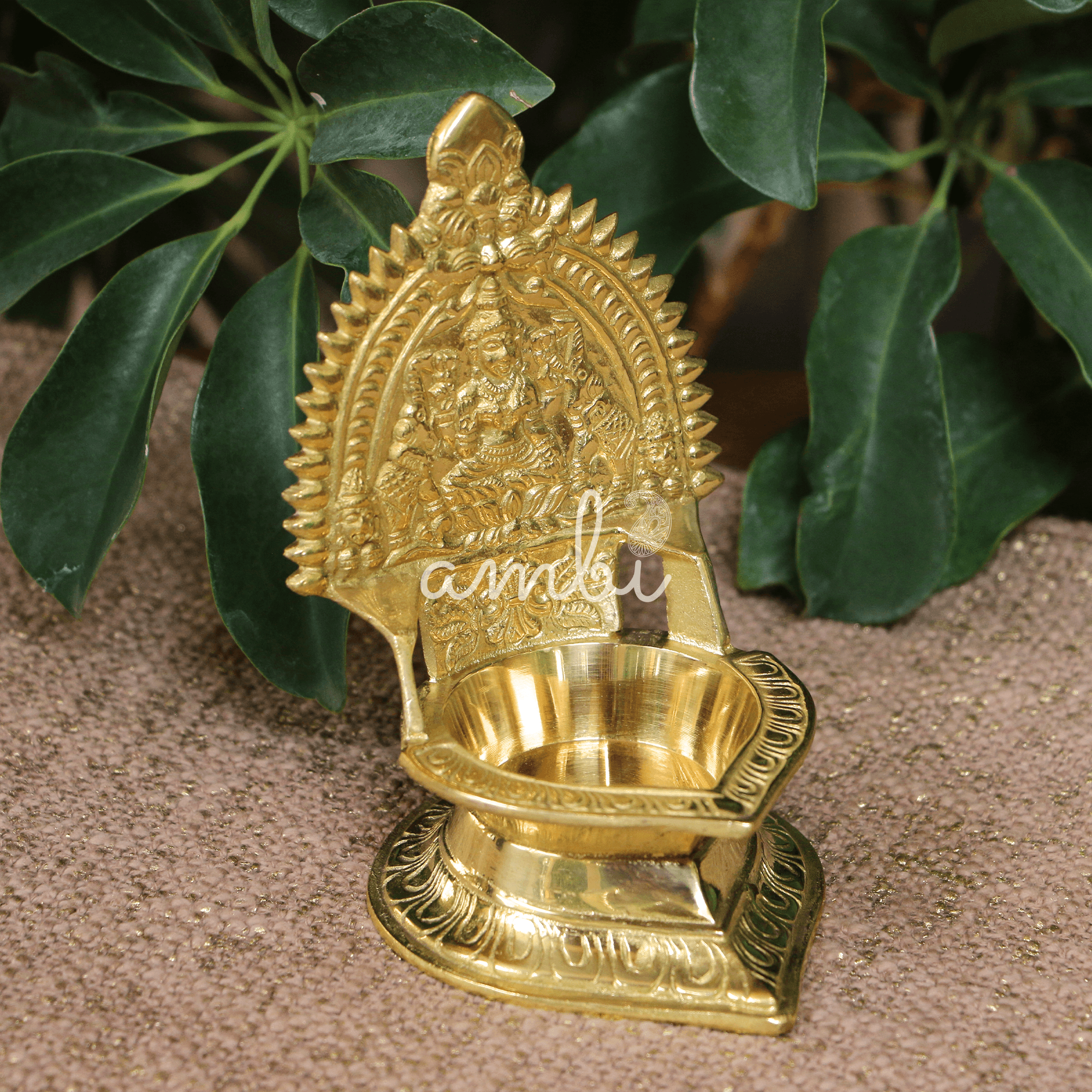 100% Pure Brass Kamakshi Deepam — Big Size | Sacred Oil Lamp | Ambi