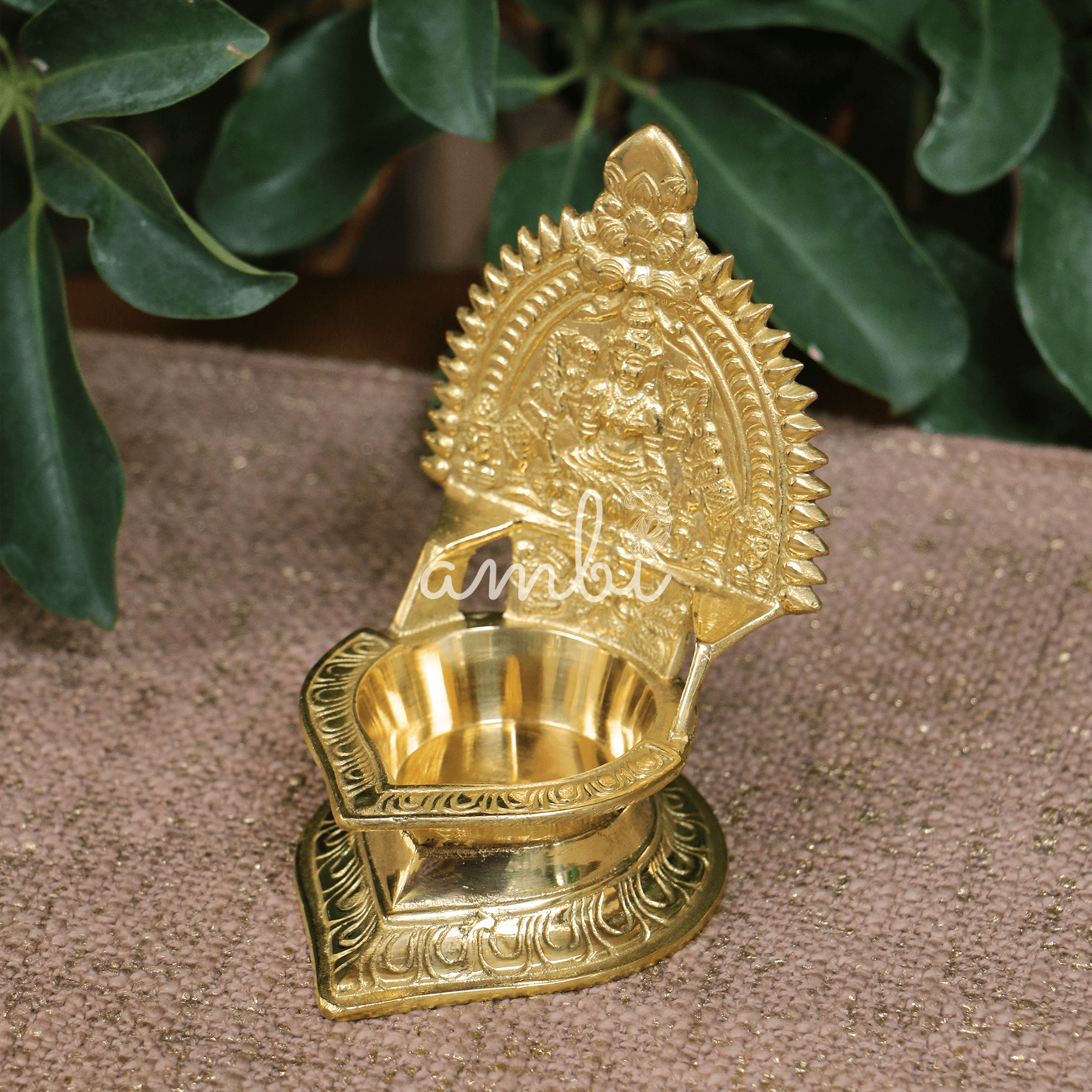 100% Pure Brass Kamakshi Deepam — Big Size | Sacred Oil Lamp | Ambi