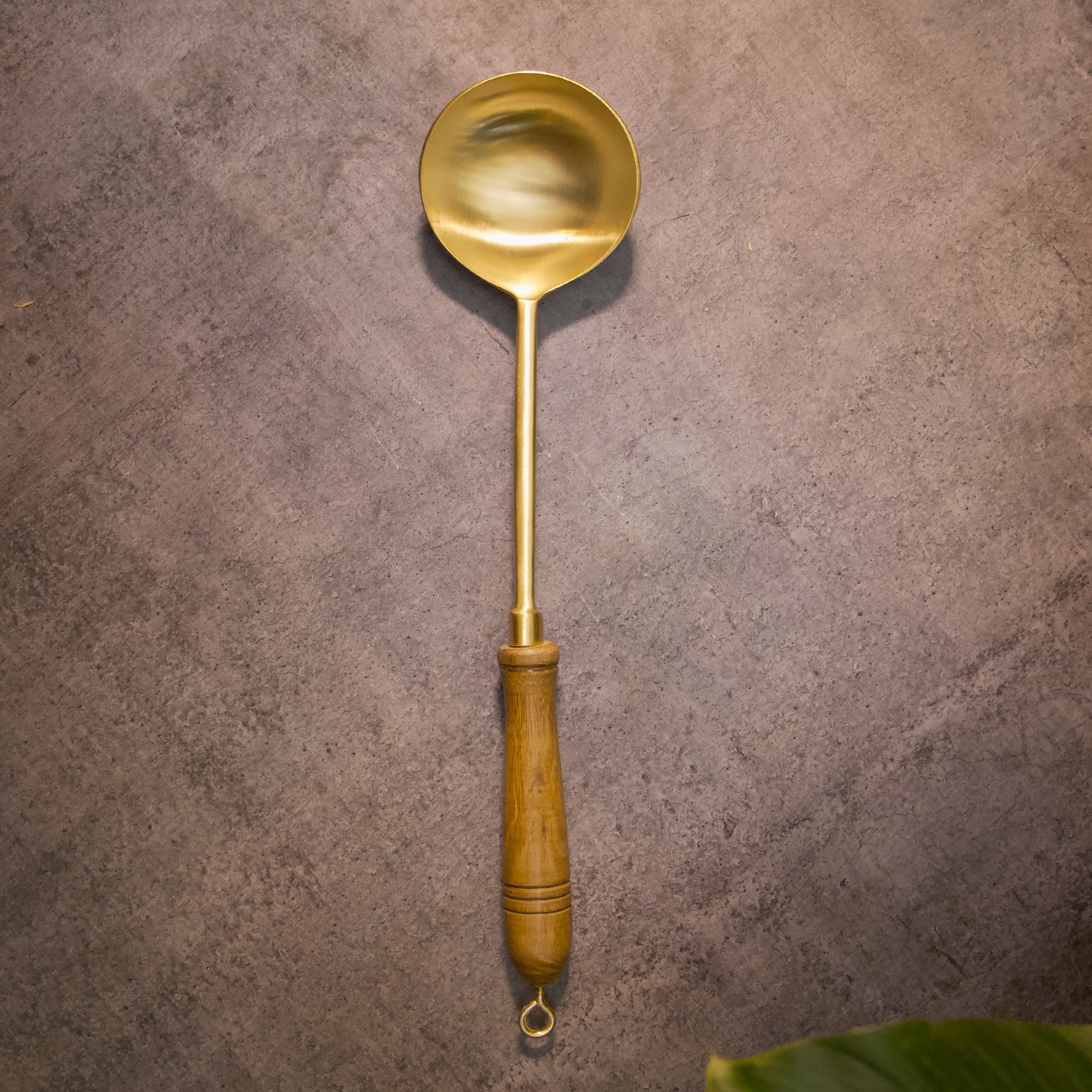 Heavy Brass Serving Ladle / Karchi Matt Round