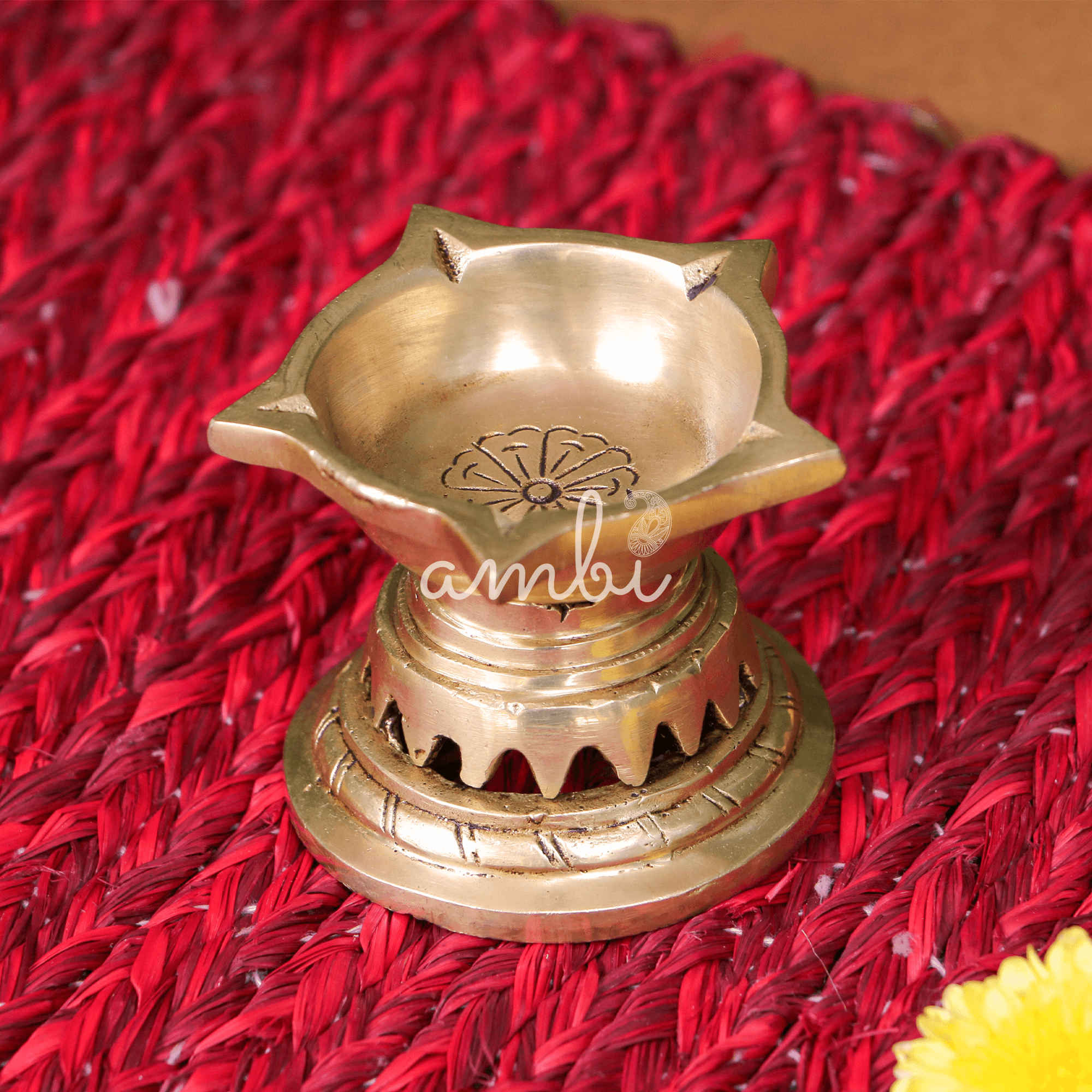 Pure Brass Panchmukhi Diya - 2.2 Inch height - Heavy Make