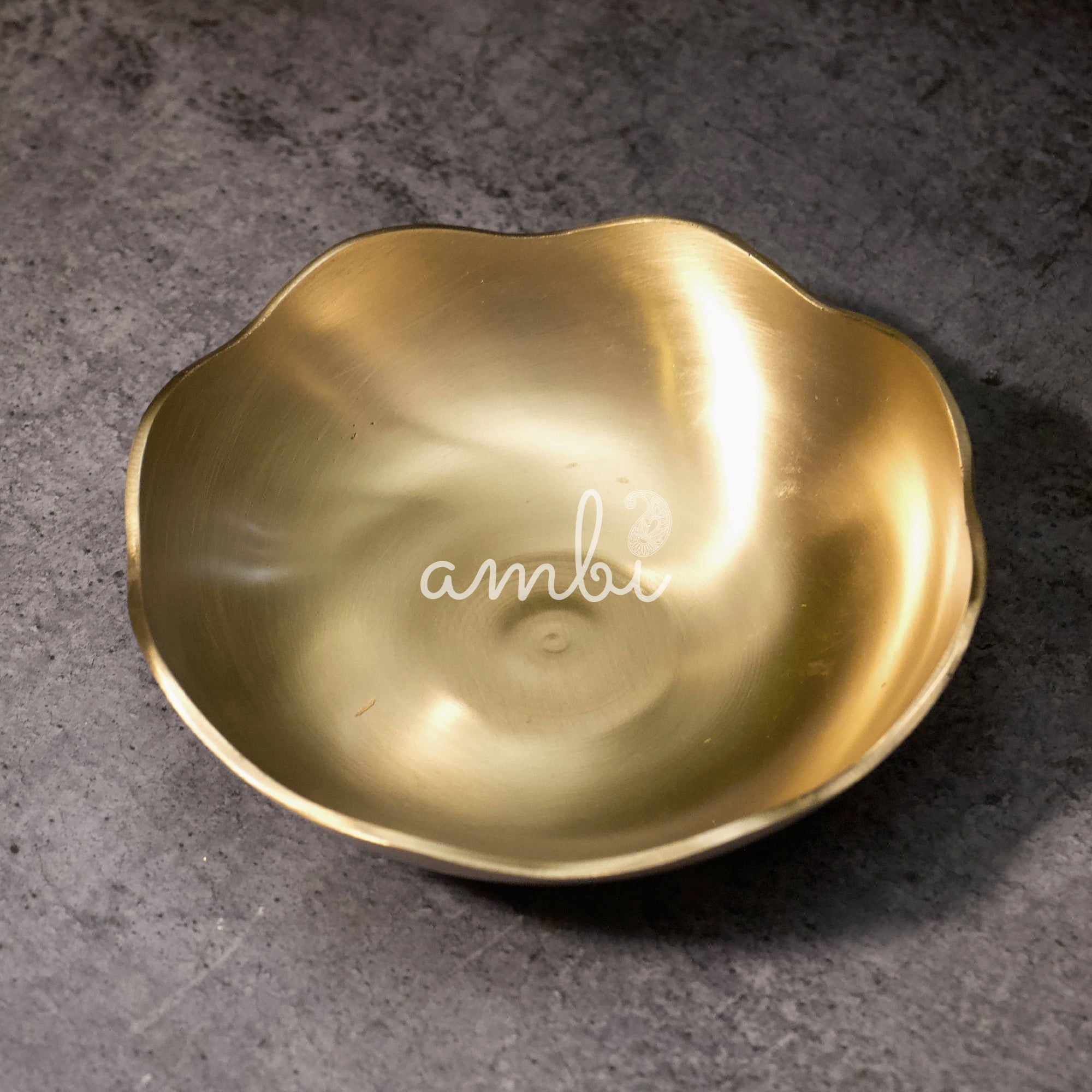 AMBI Elegant & Pure 100% Lead Free Kansa Floral Dessert Bowl - 5.5 Inches - 320 ML