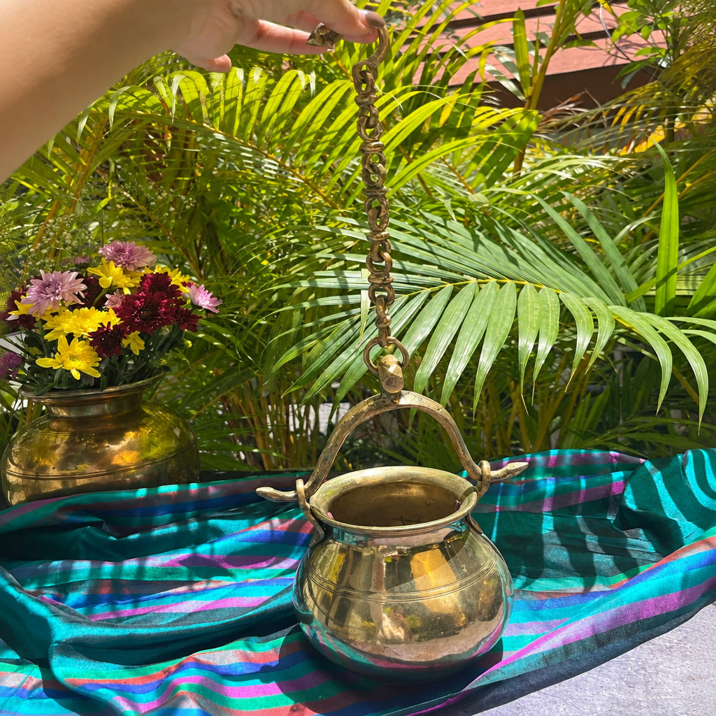 Ambi Handcrafted Elegant Vintage Brass Lota / Water Pot with Handle