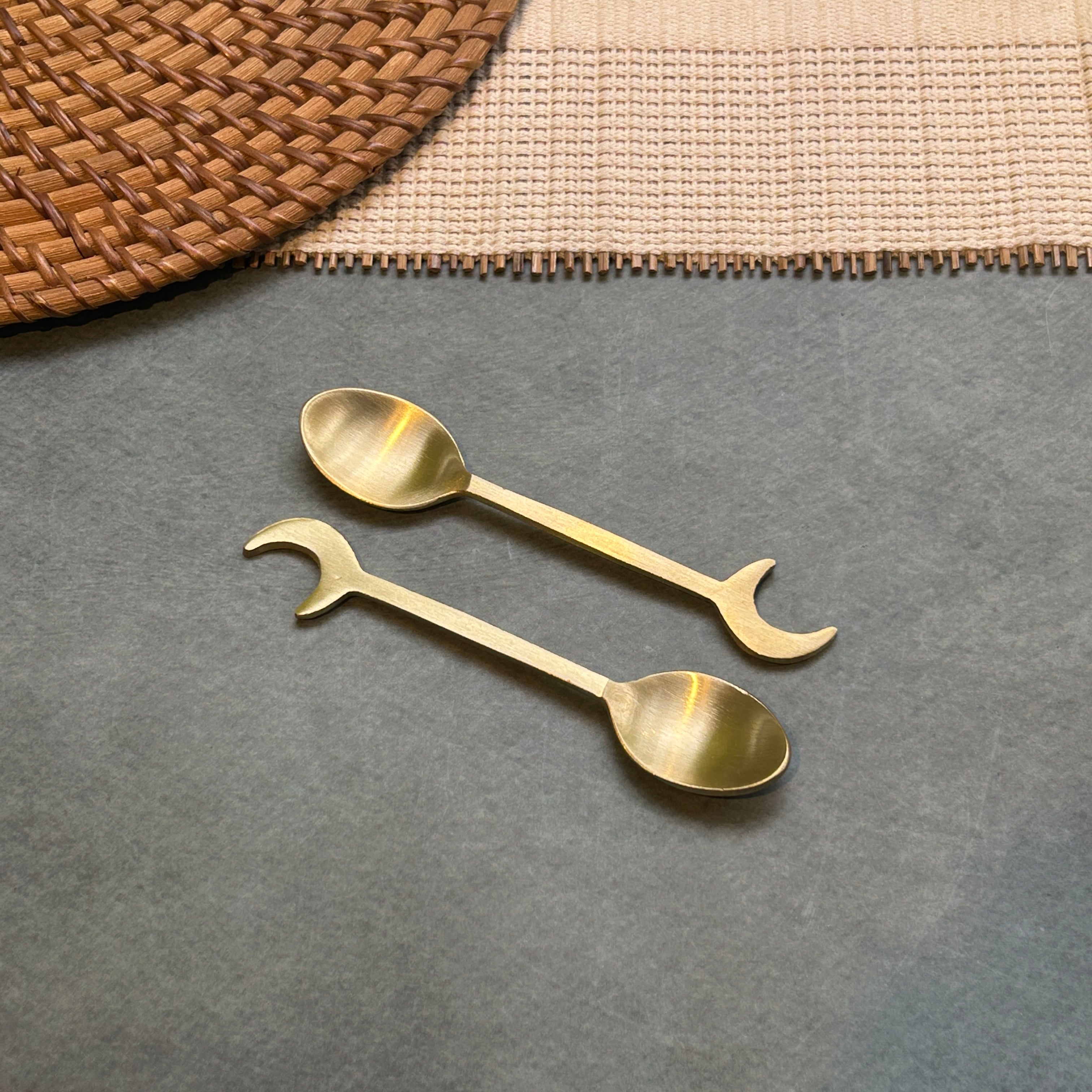 Ambi Half Moon Design Pure Brass Spoon | Set of 2, 4 or 6