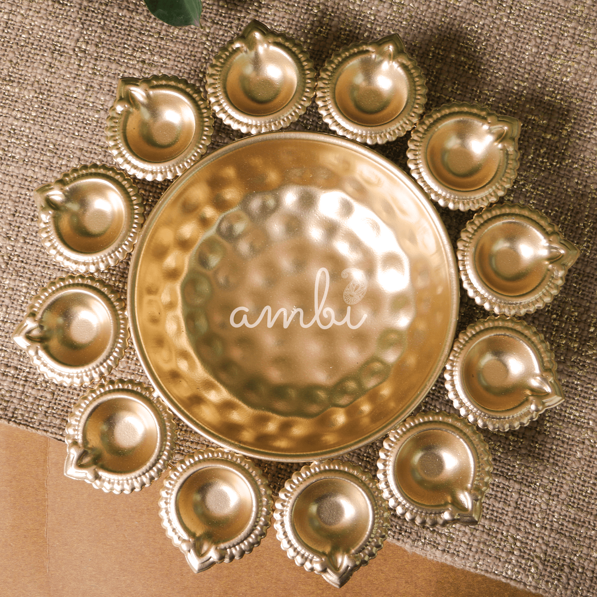 Ambi Metal Urli and Diyas for Blissful Home Decor Collection - 9.5 inch