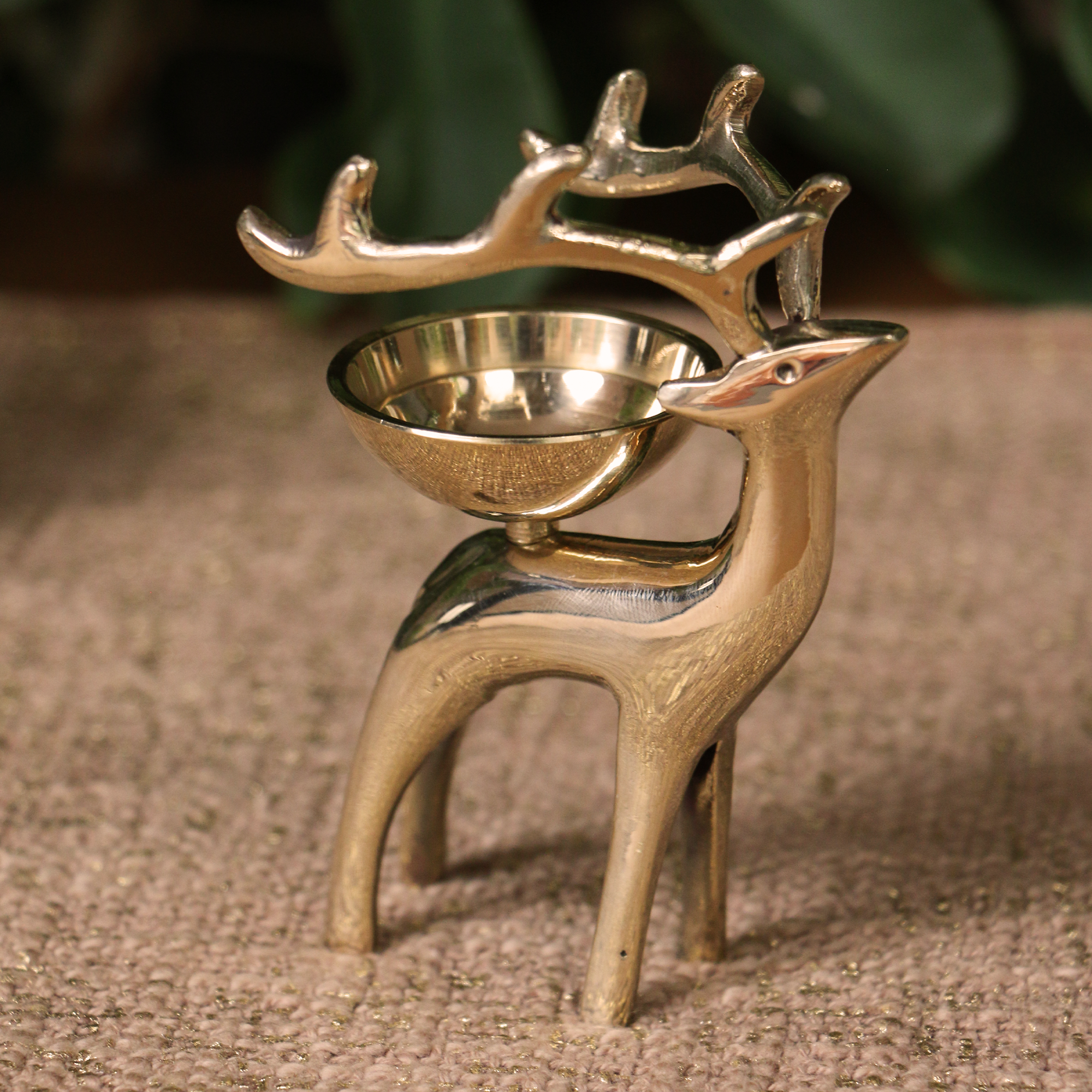 100% Pure Brass Pooja Reindeer Deepam / Deepak / Diya - Height 4.3 Inches