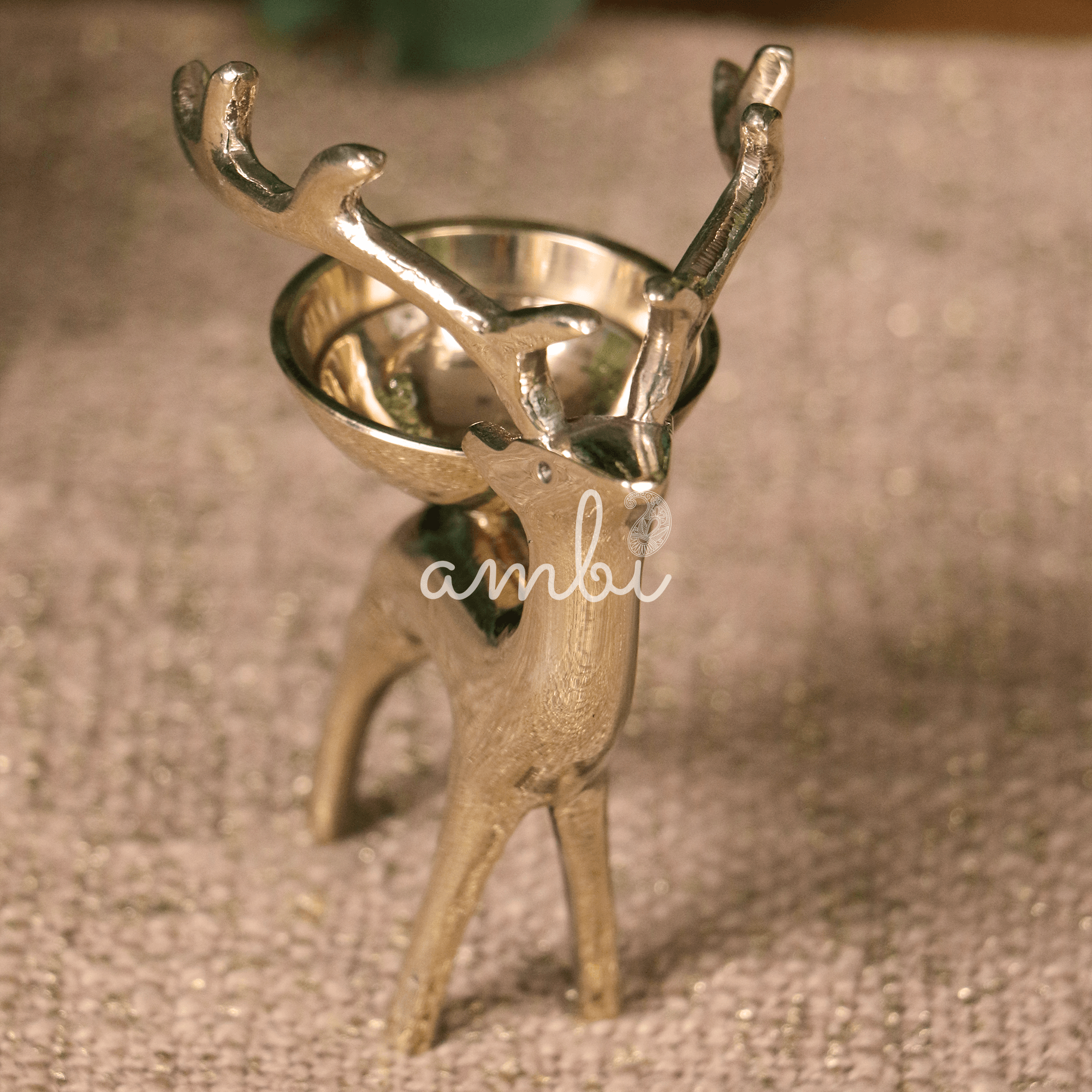 100% Pure Brass Pooja Reindeer Deepam / Deepak / Diya - Height 4.3 Inches