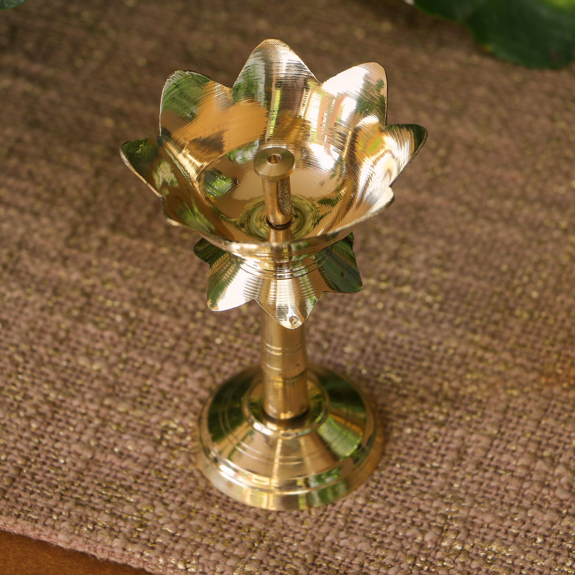 100% Pure Brass Pooja Deepam / Deepak - Kamal Lotus Nanda Small