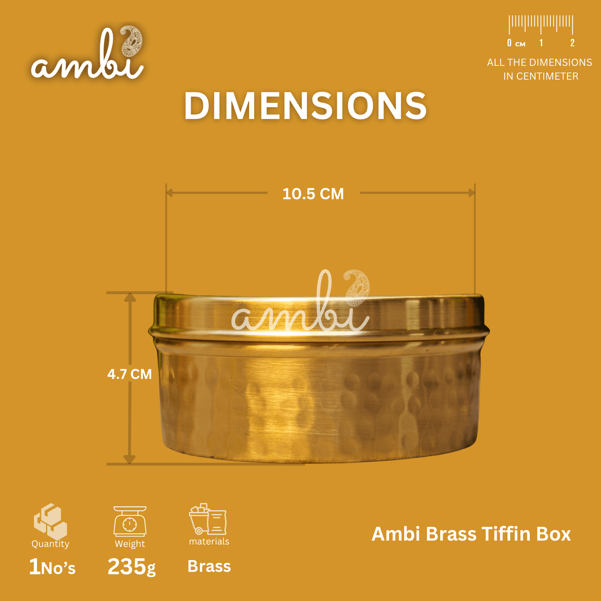 100% Brass Hammered Storage Boxes / Laddu Boxes - 4 inches diameter