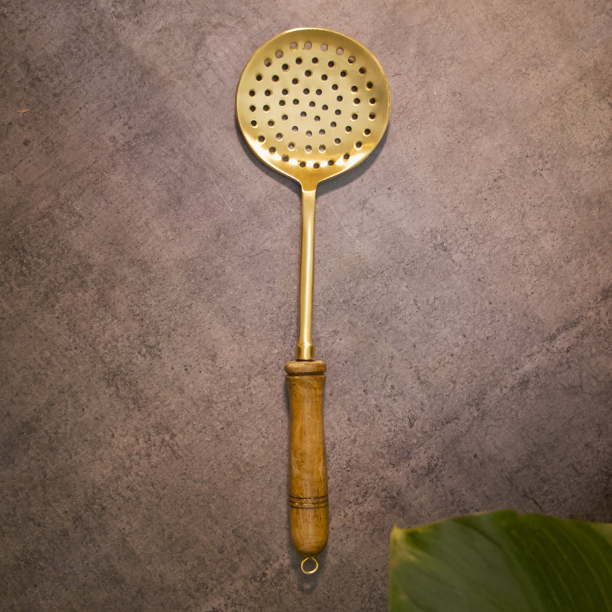 Heavy Brass Cooking Ladles / Karchi - Set of Five - Matt Finish