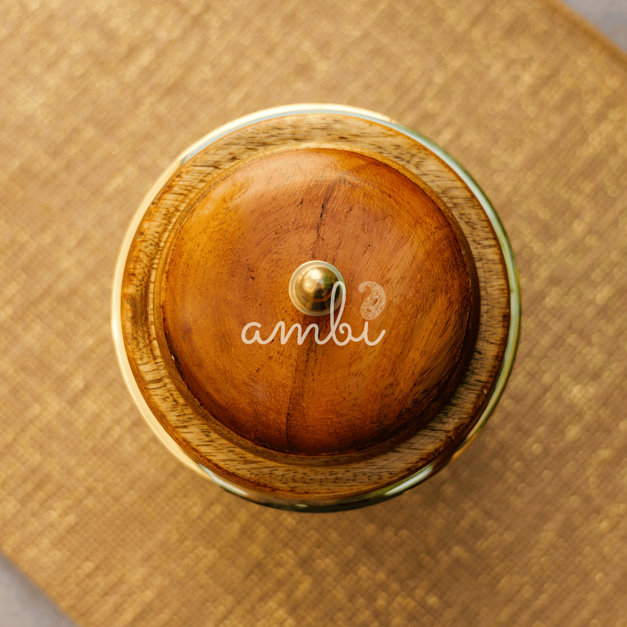 Tea Jar - Pure Brass Hammered Jar Storage Container - Large - Wood Lid