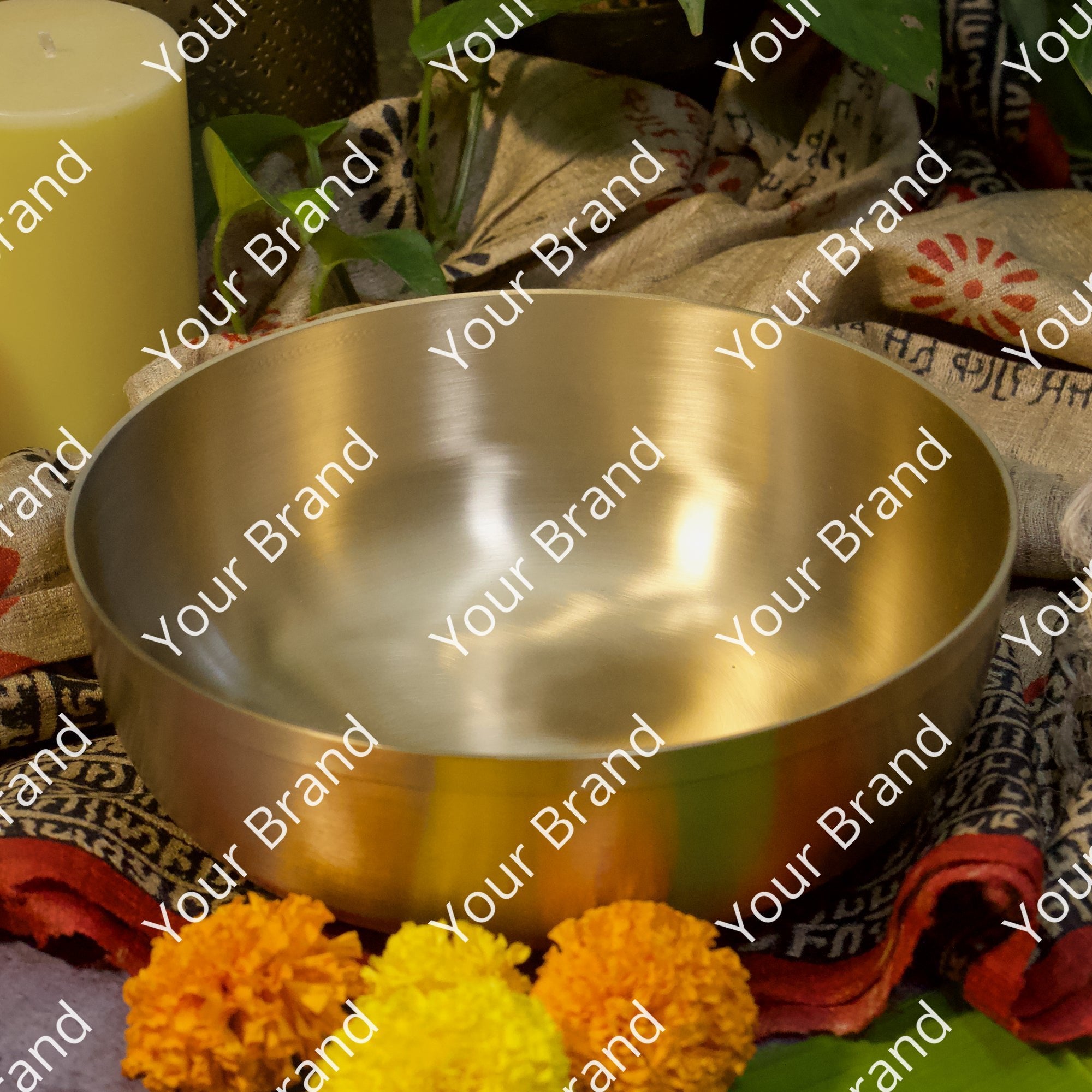 AMBI Pure 100% Lead Free Kansa Elegant Large Serving Bowl - 8 Inches ( 2Litres)