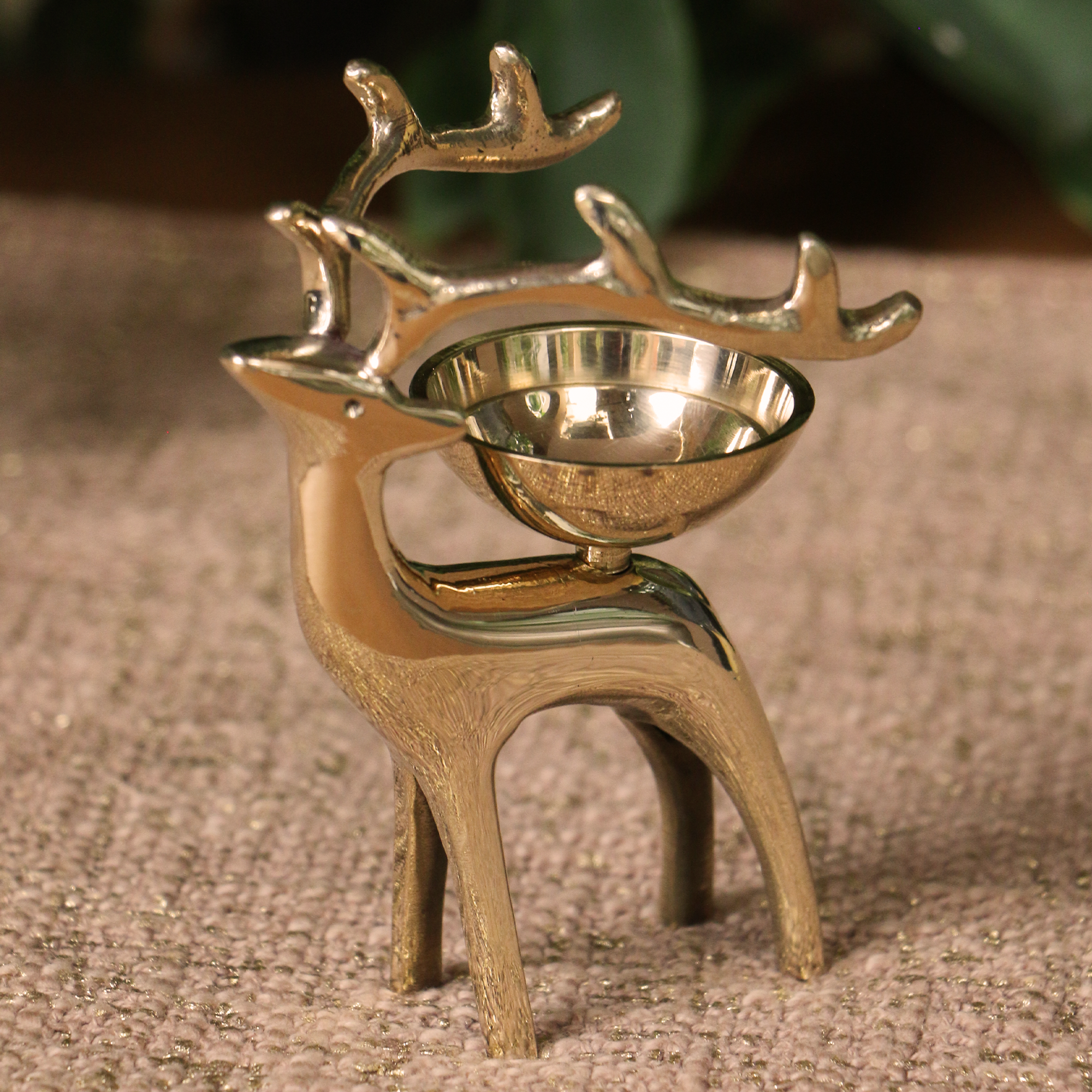 100% Pure Brass Pooja Reindeer Deepam / Deepak / Diya - Height 4.3 Inches