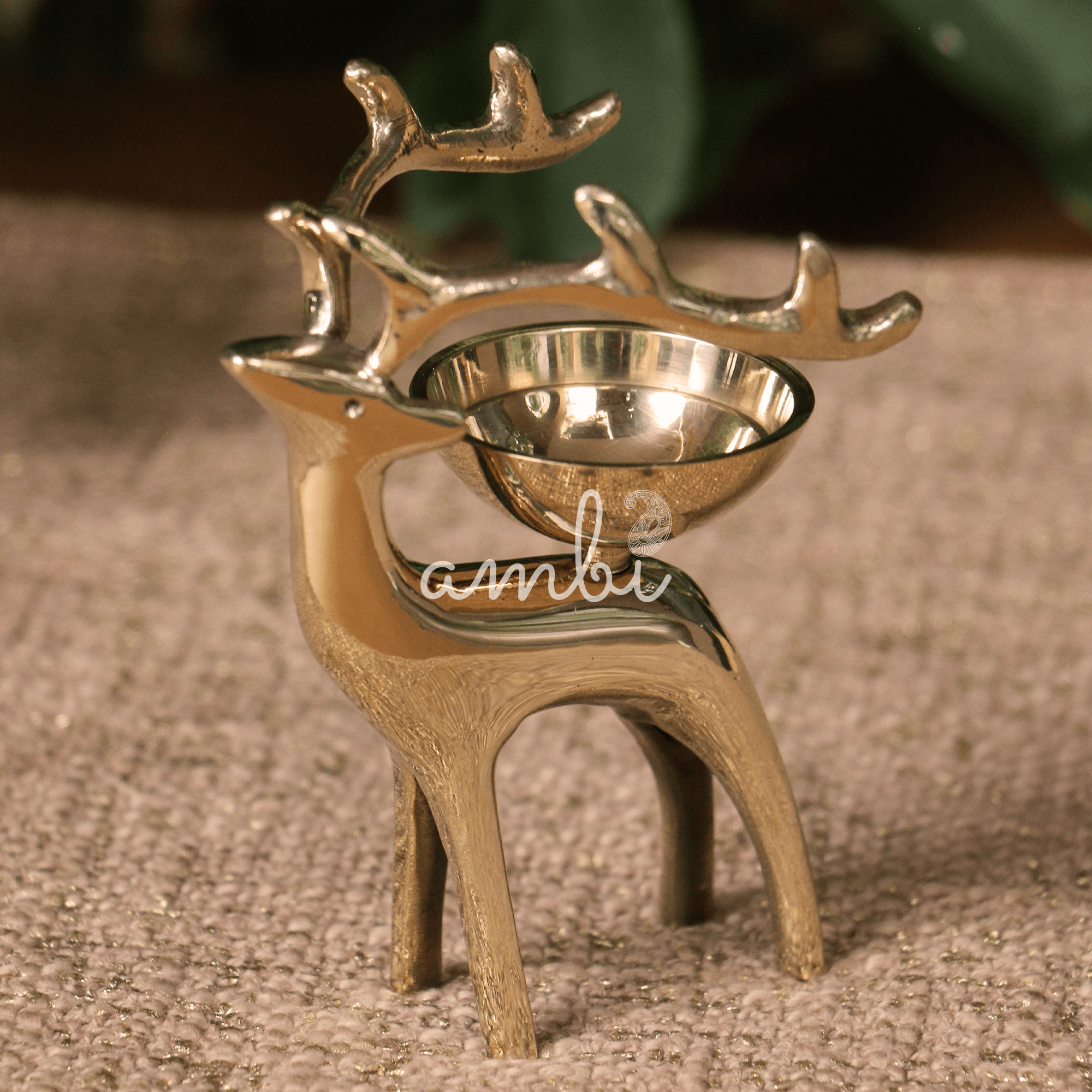 100% Pure Brass Pooja Reindeer Deepam / Deepak / Diya - Height 4.3 Inches