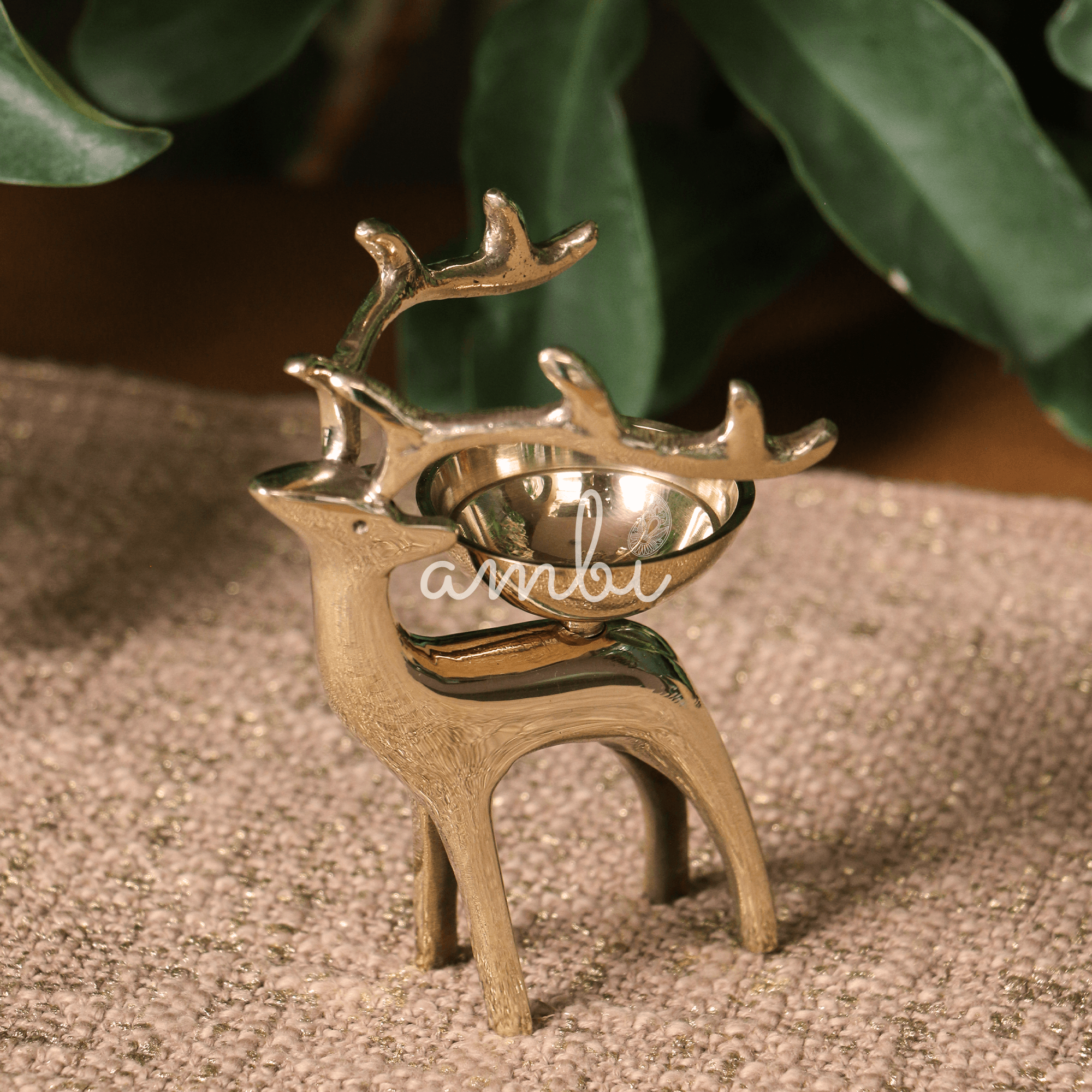 100% Pure Brass Pooja Reindeer Deepam / Deepak / Diya - Height 4.3 Inches