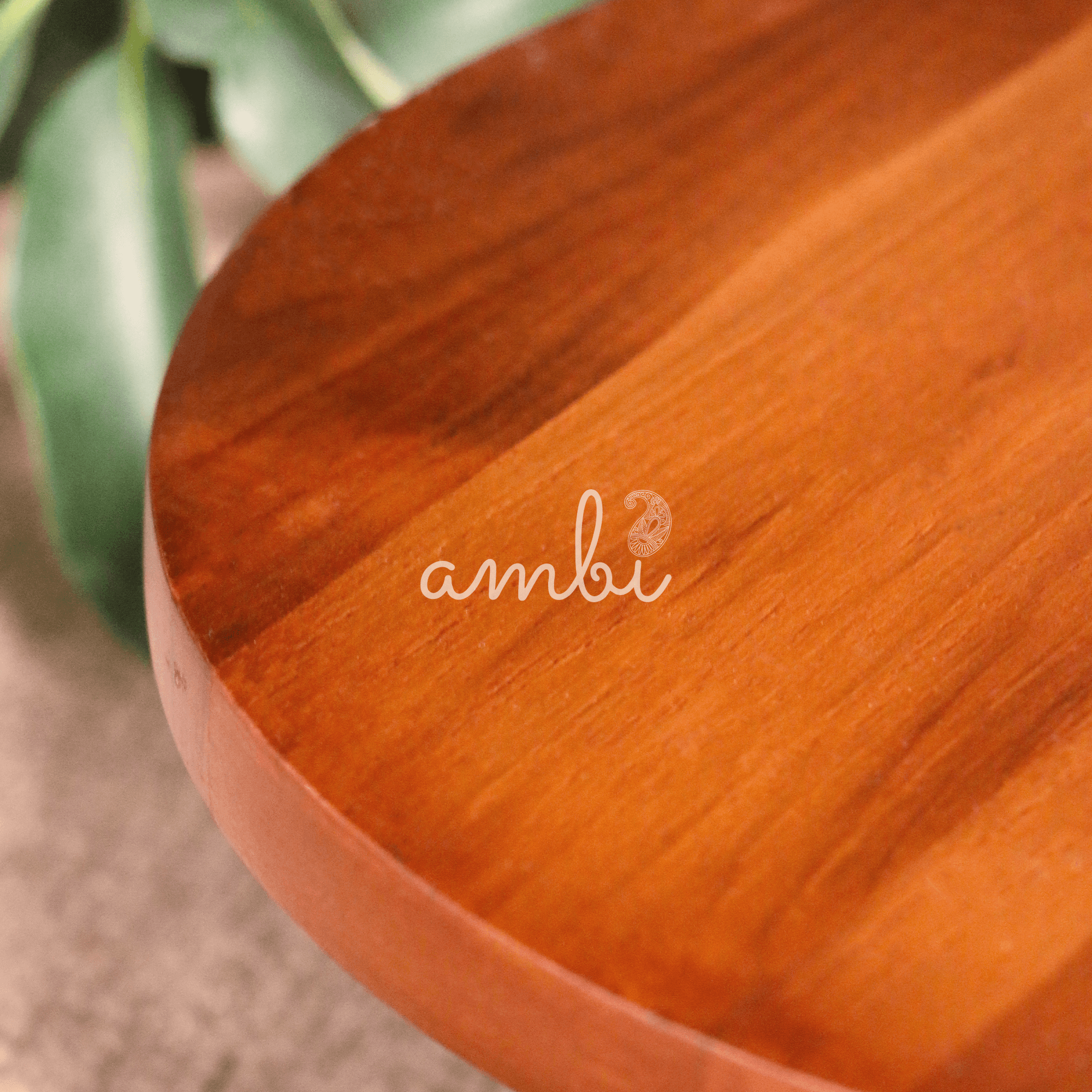 Ambi Pure Brass & Sheesham Wood Centre Dish / Cake / Dessert / Fruit / Centre Piece Tray - 12 inches diameter