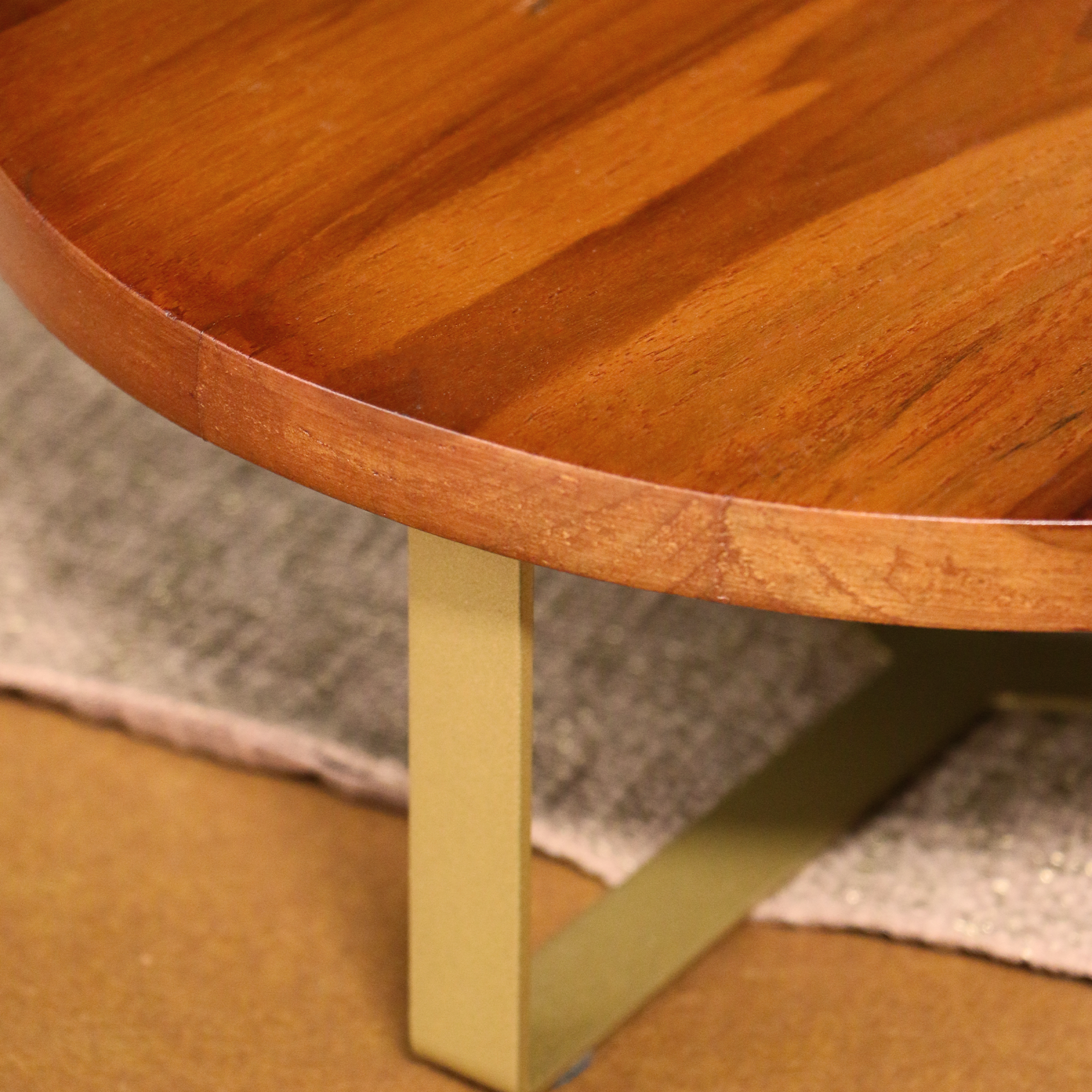 Ambi Pure Brass & Sheesham Wood Centre Dish / Cake / Dessert / Fruit / Centre Piece Tray - 12 inches diameter