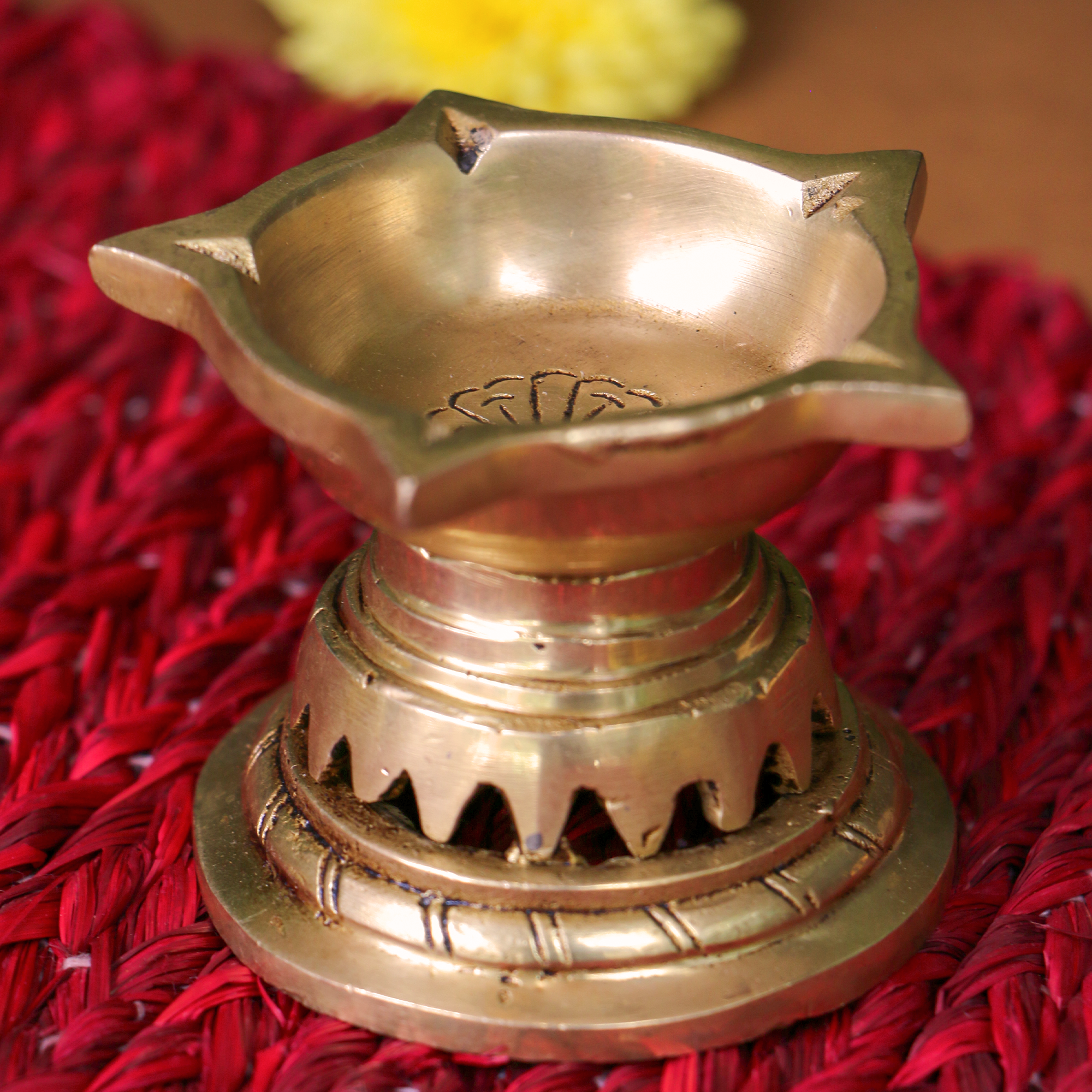 Pure Brass Panchmukhi Diya - 2.2 Inch height - Heavy Make