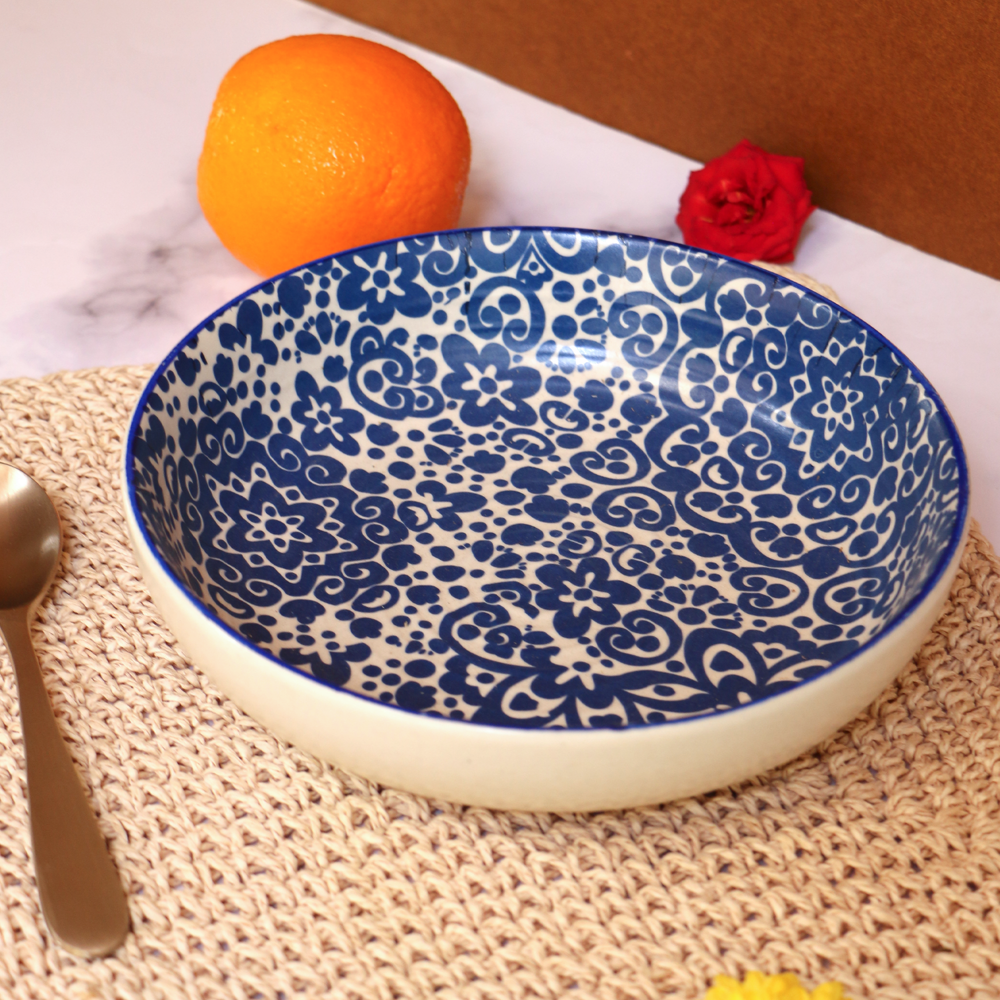 Ambi Blue Decal Flat Salad Bowl 7.5 inch