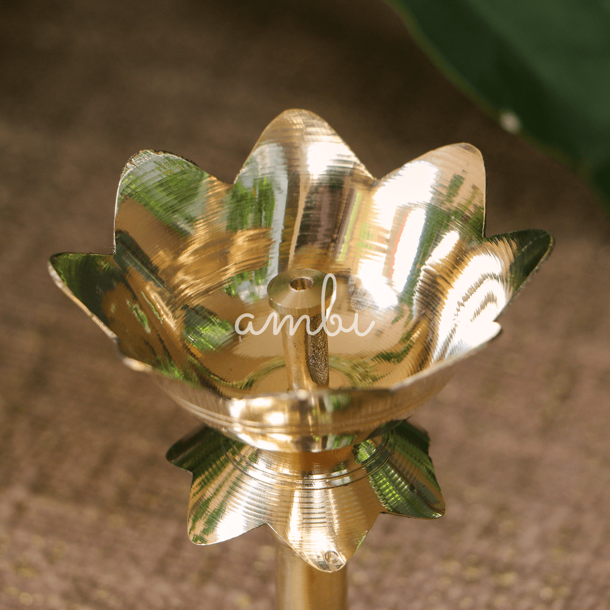 100% Pure Brass Pooja Deepam / Deepak - Kamal Lotus Nanda Small