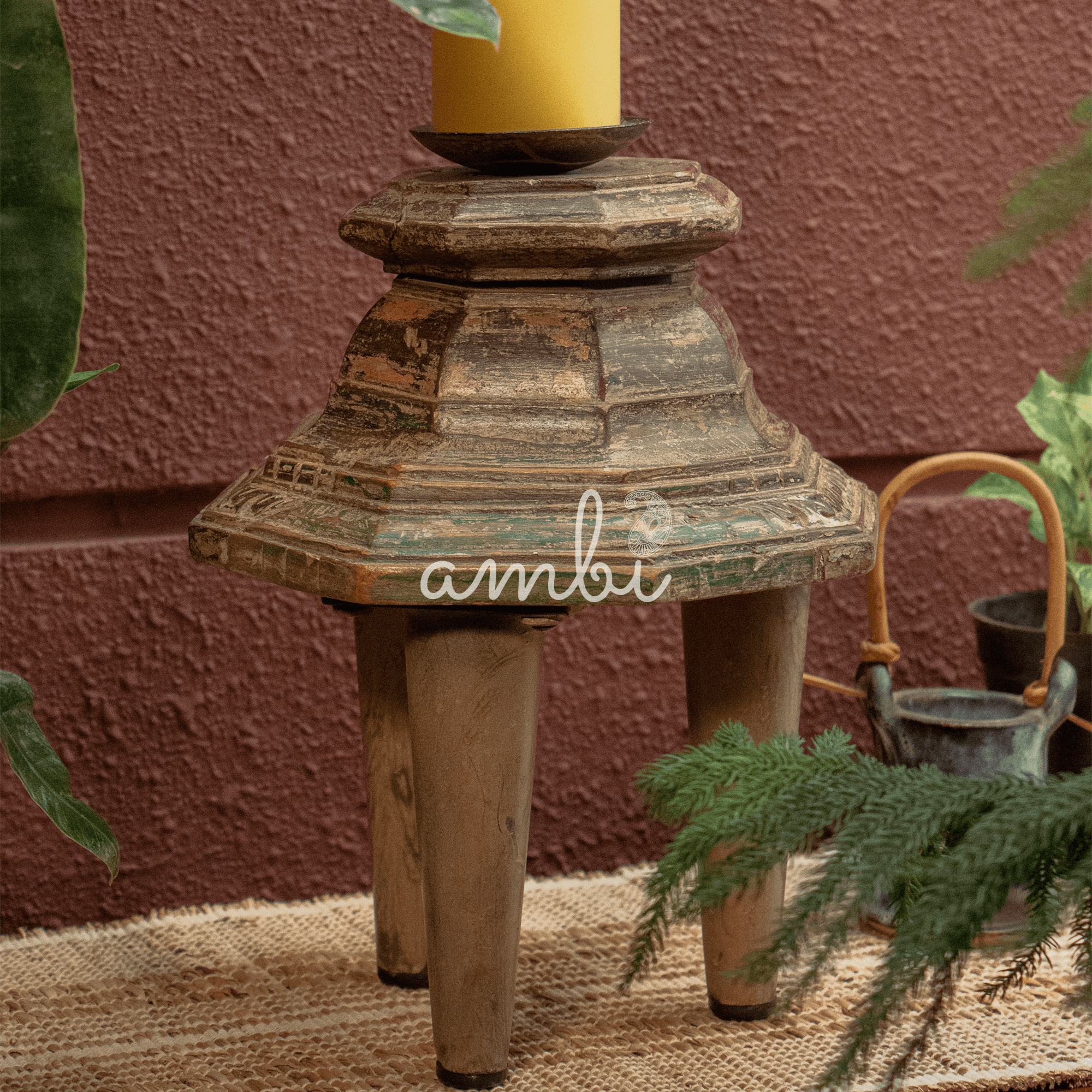 Vintage Candle Stand - 3 Legged - Single Candle