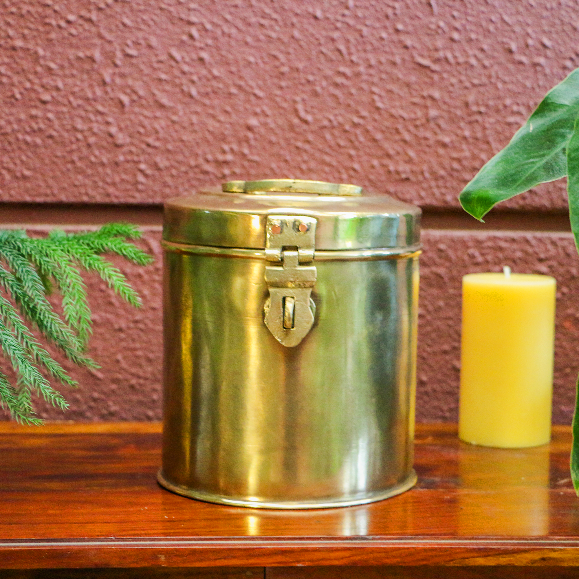 Vintage Brass Rice Storage Box - Heavy Grade !