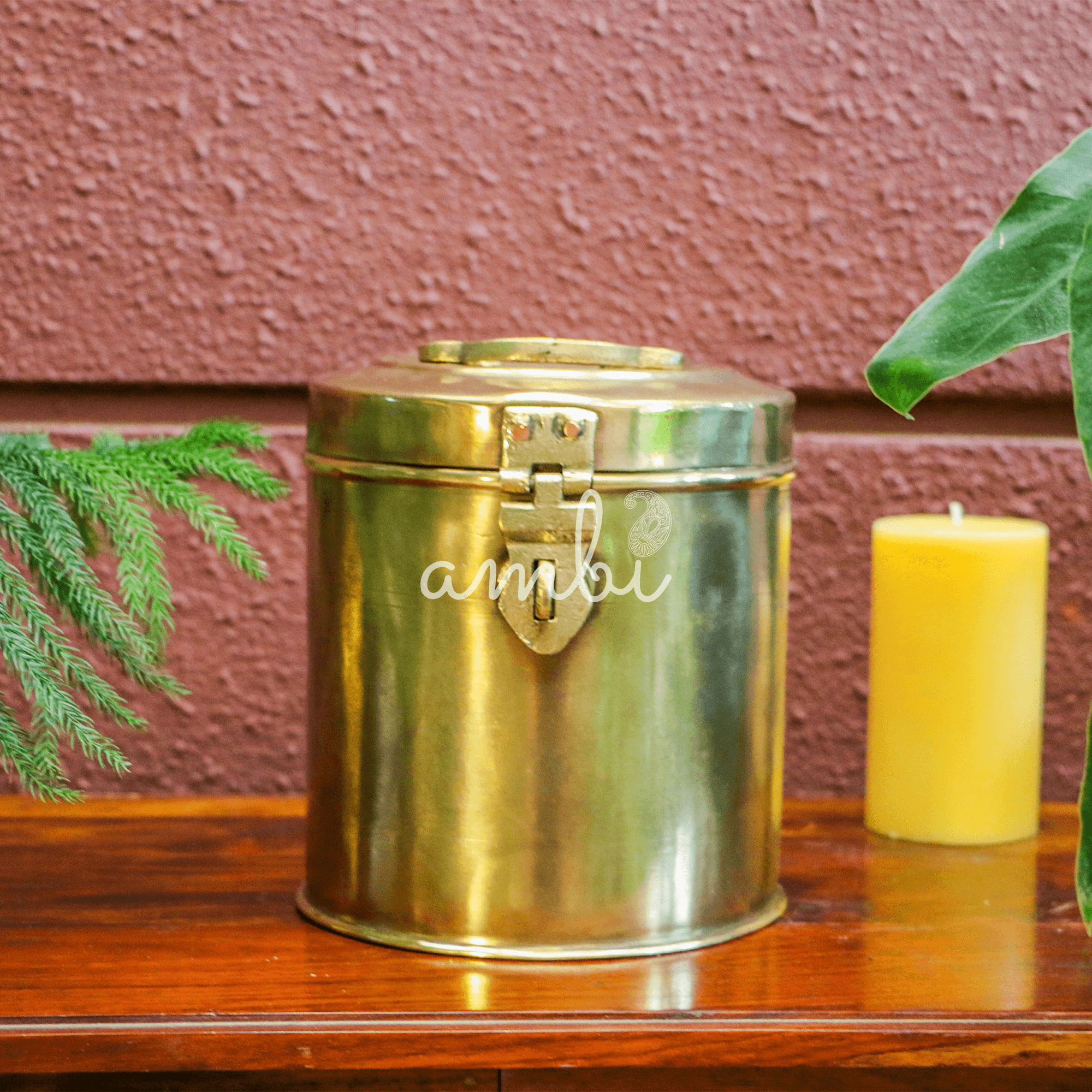 Vintage Brass Rice Storage Box - Heavy Grade !