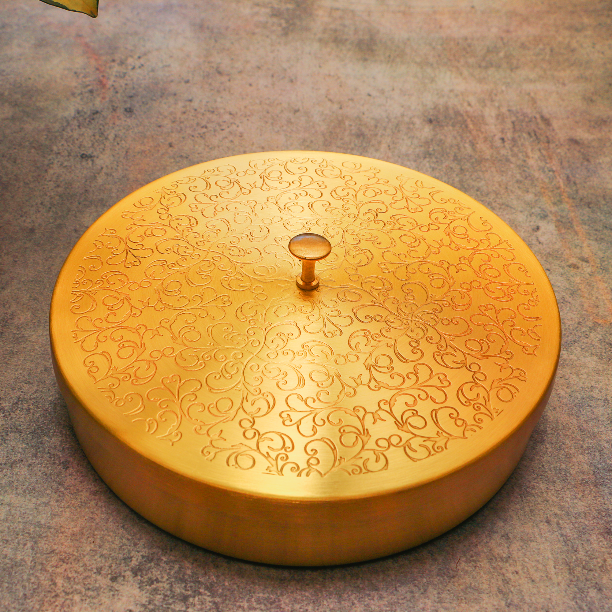 Brass Spice Box Masala Daani with Inlay Work with 7 Containers - 8 Inches