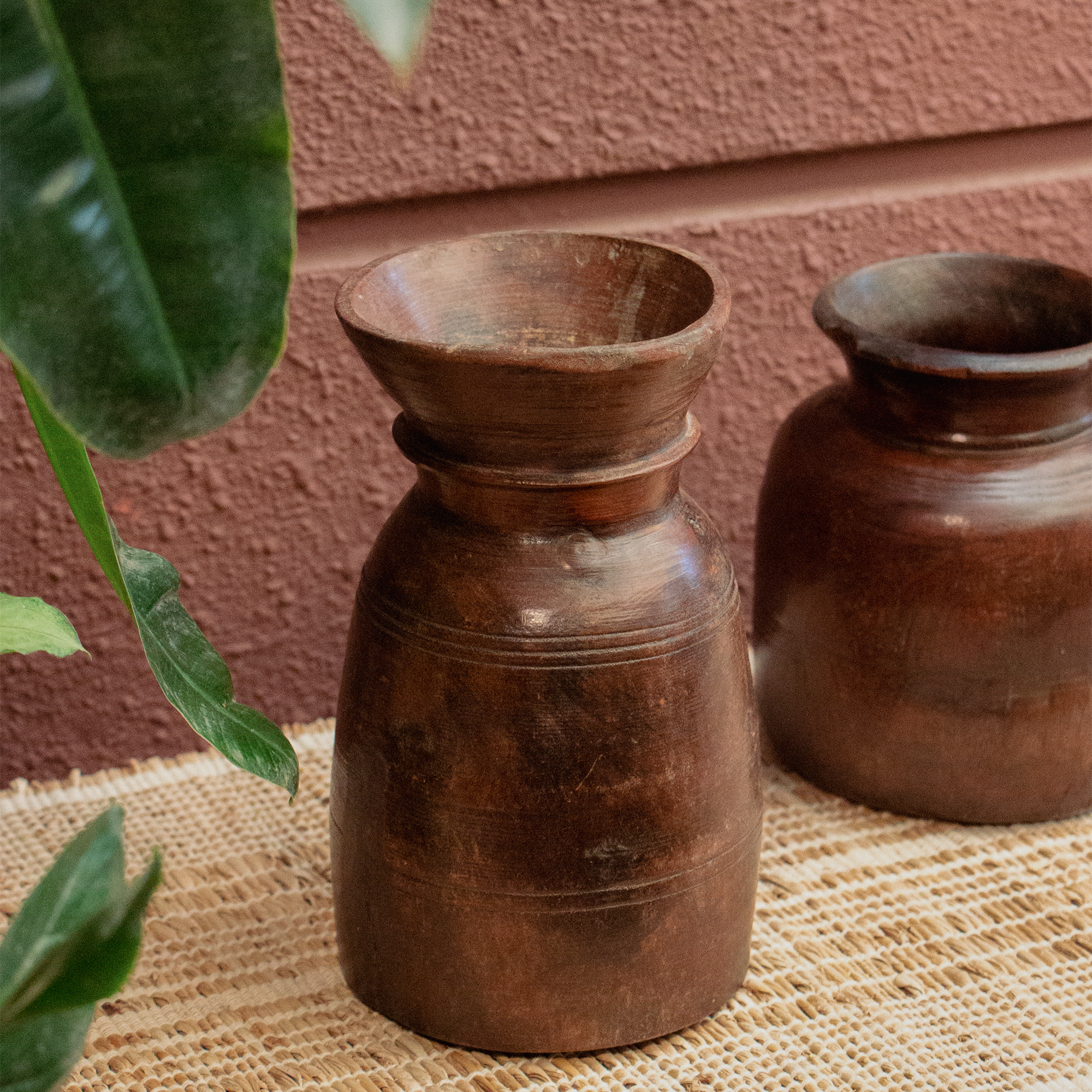 Wooden Vintage Water Pot - Flower Vase