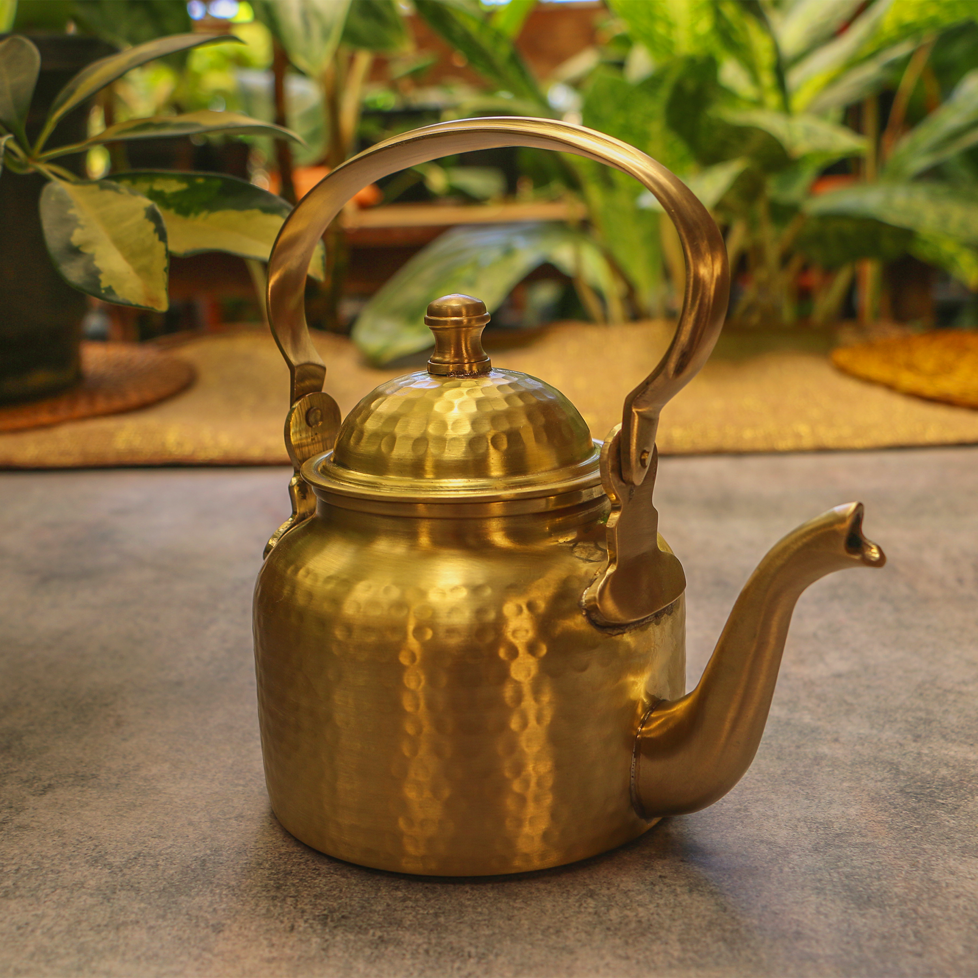 Brushed Gold Matt Finish Pure Brass Kettle Large - 1000 ML