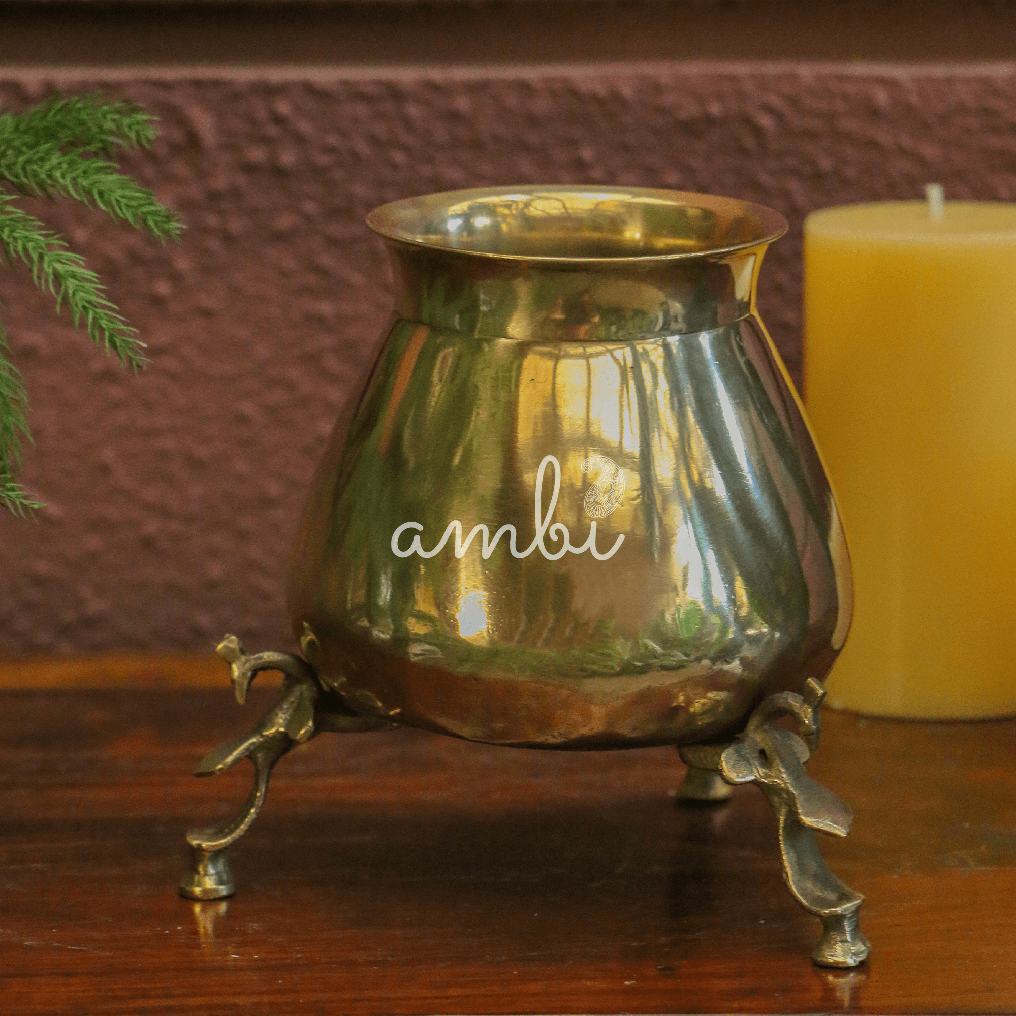 Ambi Pure Brass Vintage Lota on Legs