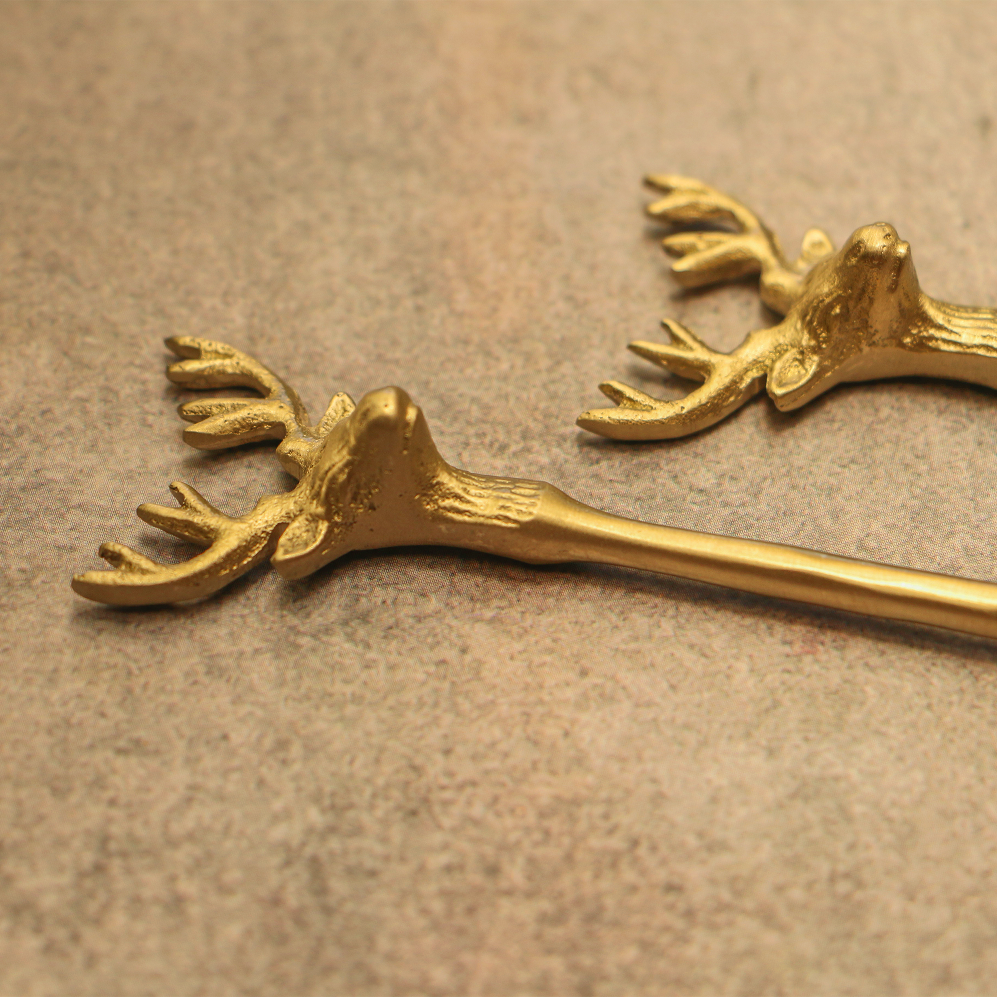 Brass Reindeer Head Cocktail Stirrers