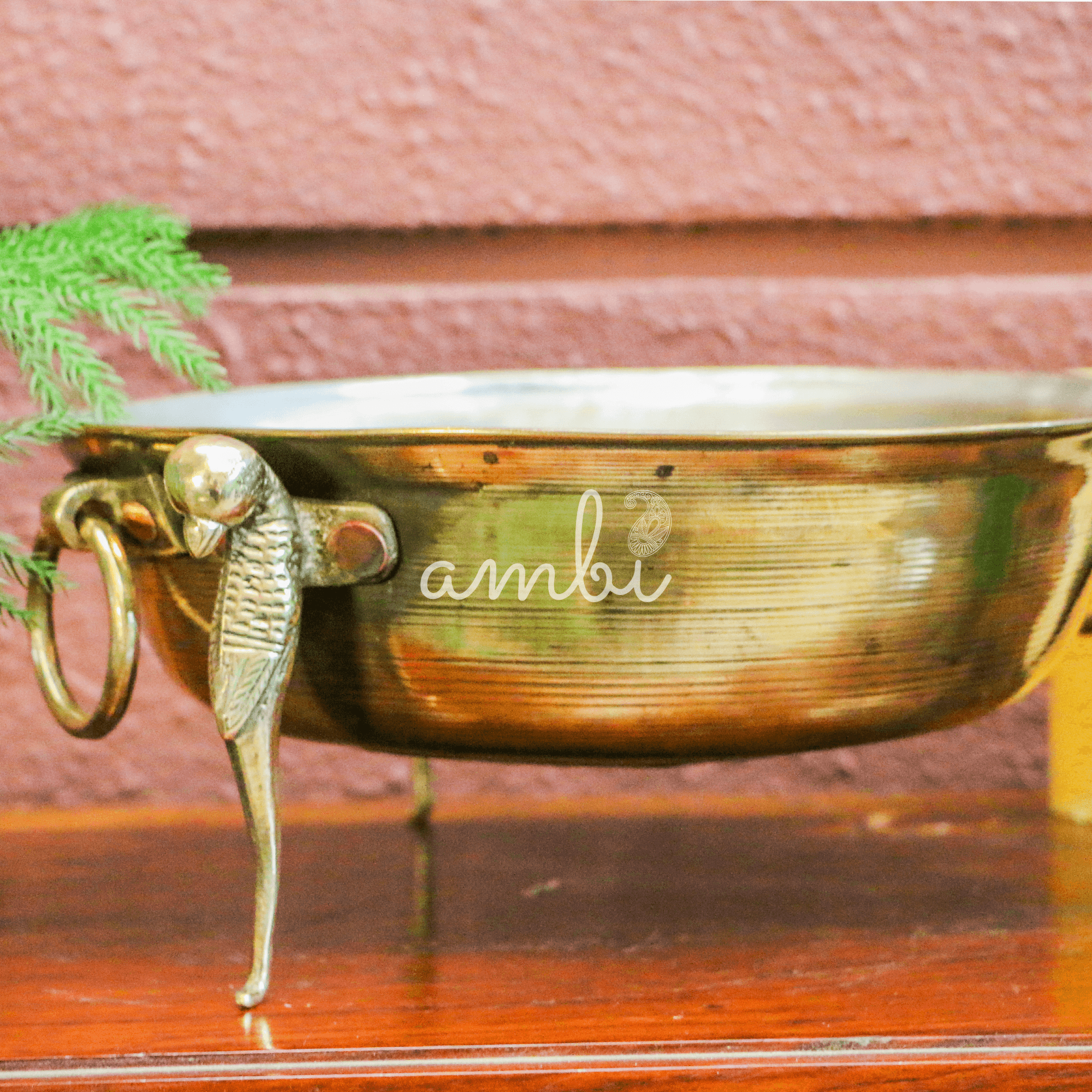 Vintage Brass Urli / Container on Engraved Legs