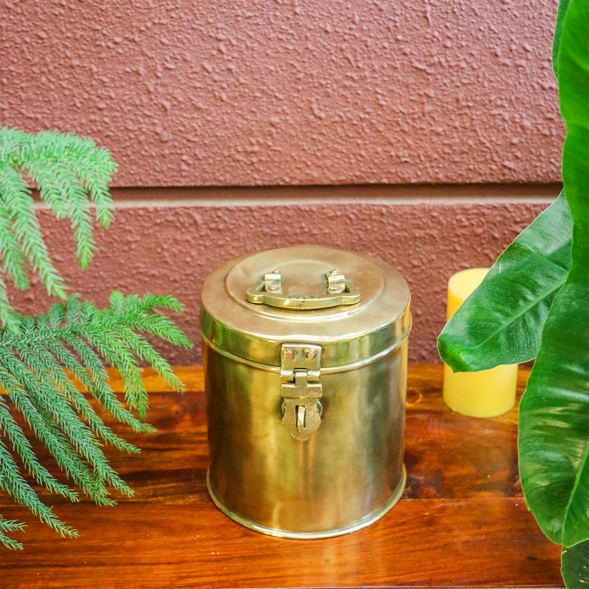 Vintage Brass Rice Storage Box - Heavy Grade !