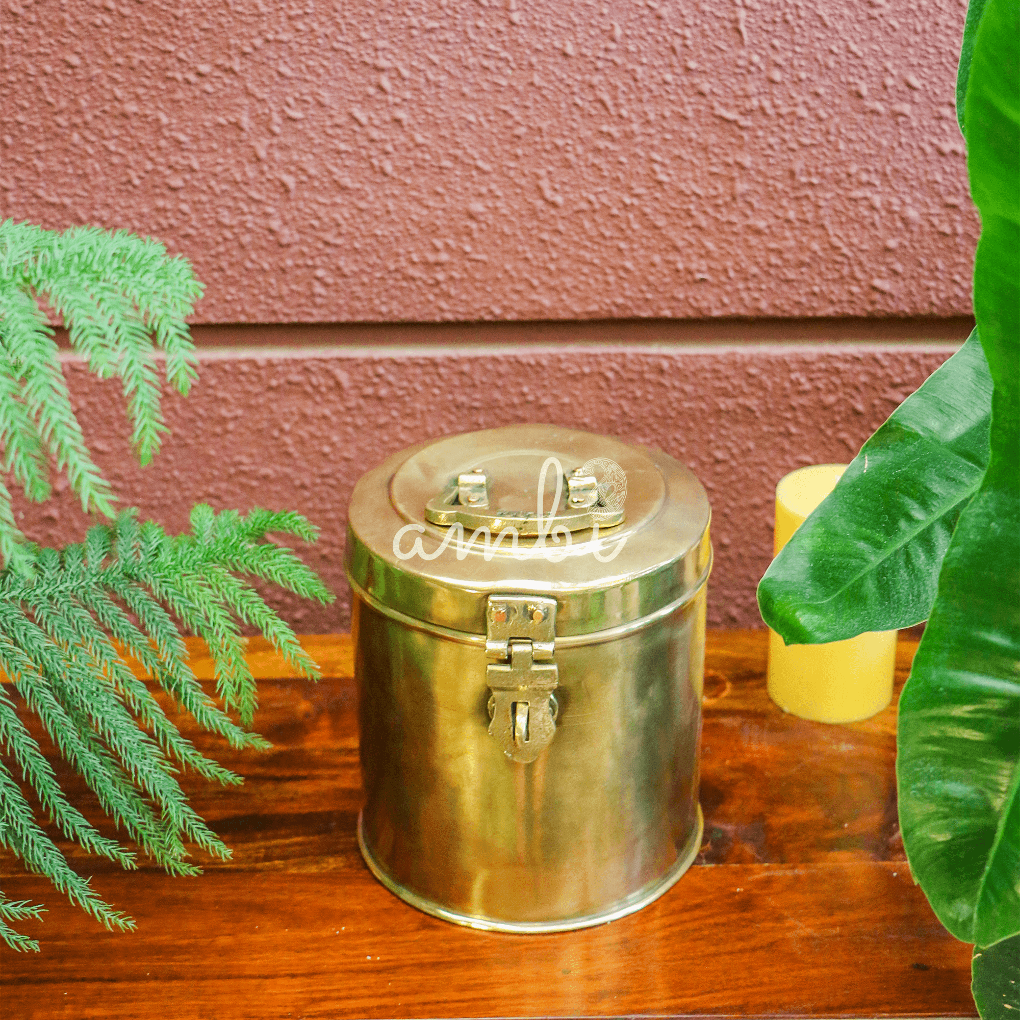 Vintage Brass Rice Storage Box - Heavy Grade !