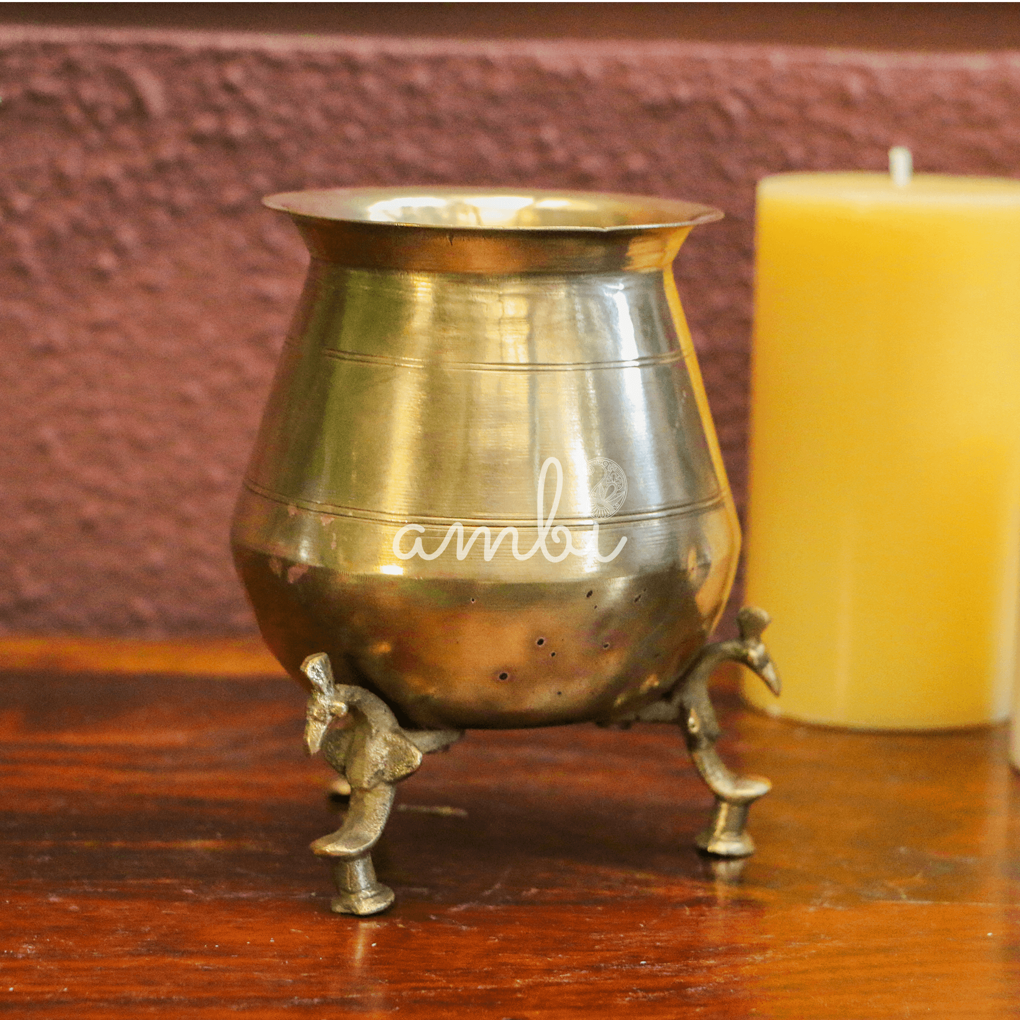 Vintage Brass Lota on Legs