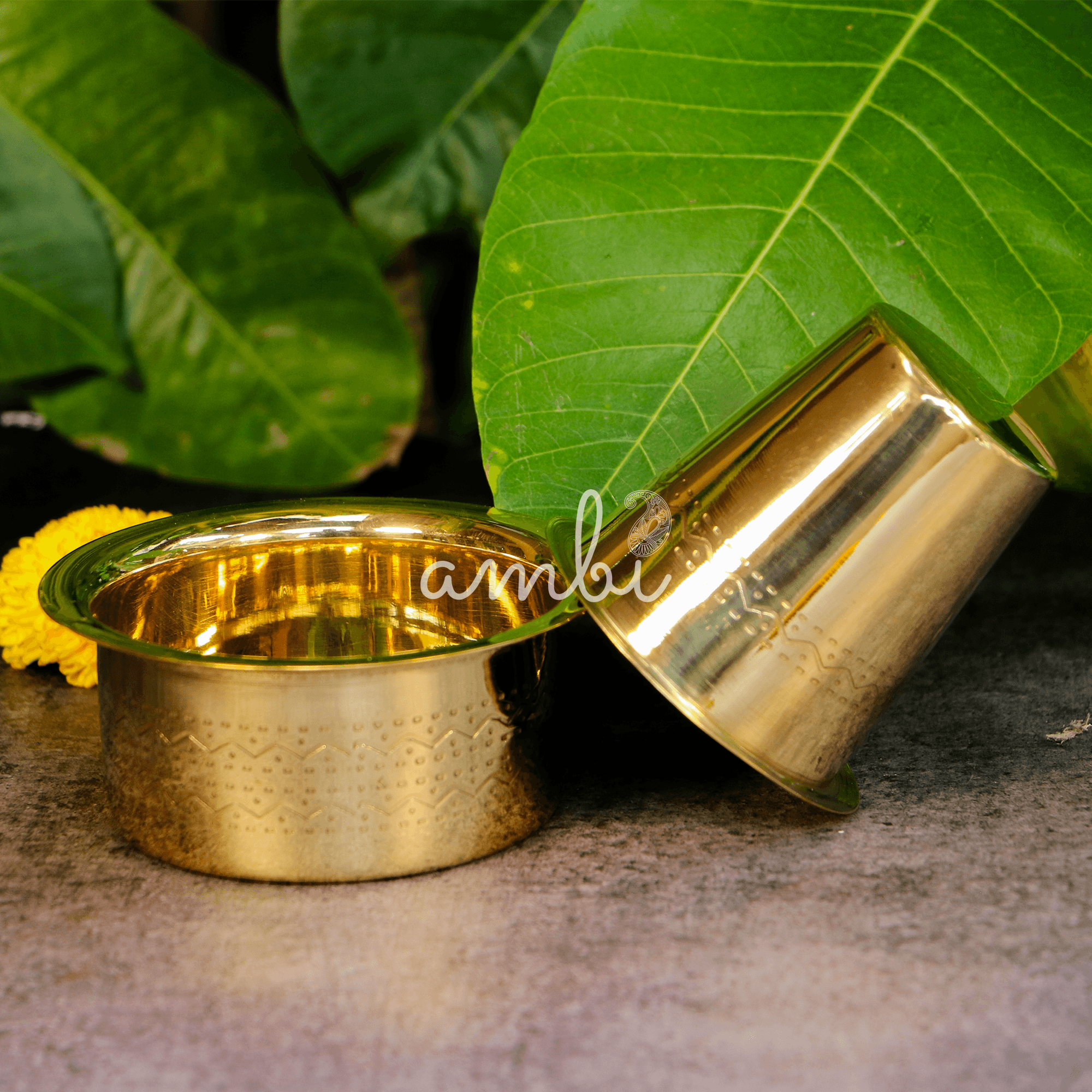 Traditional Brass Filter Coffee Dabara Cup Set 1