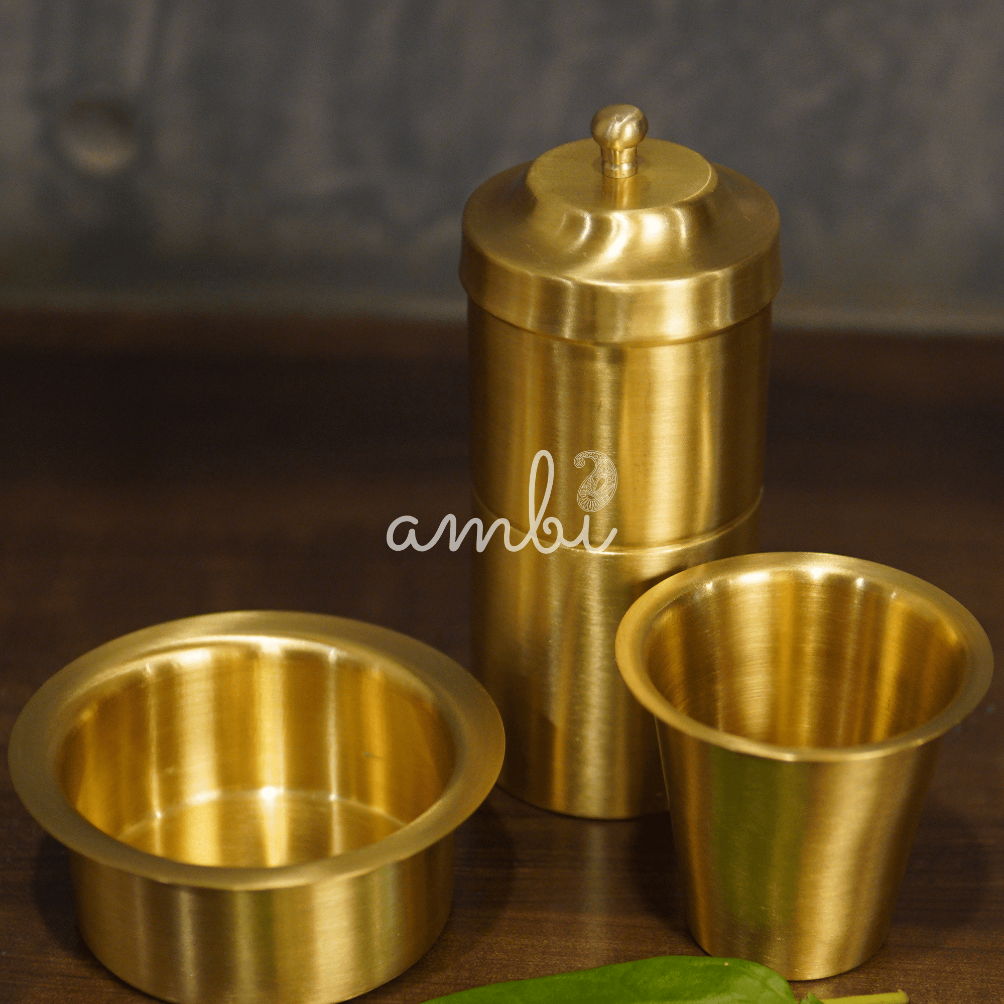 Pure Brass Coffee Filter and Dabara Cup Set