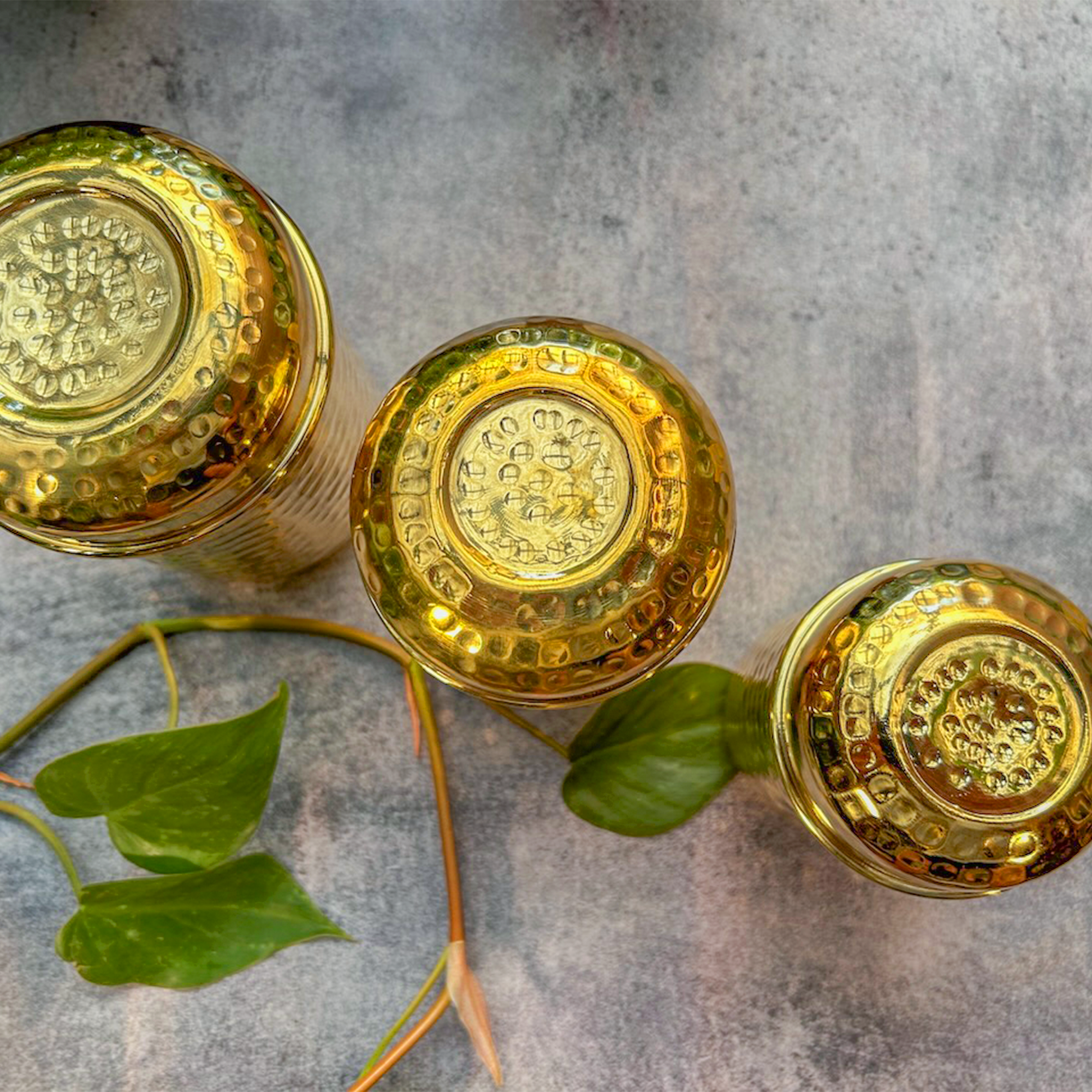 Hammered Brass Storage Boxes - Set of 3