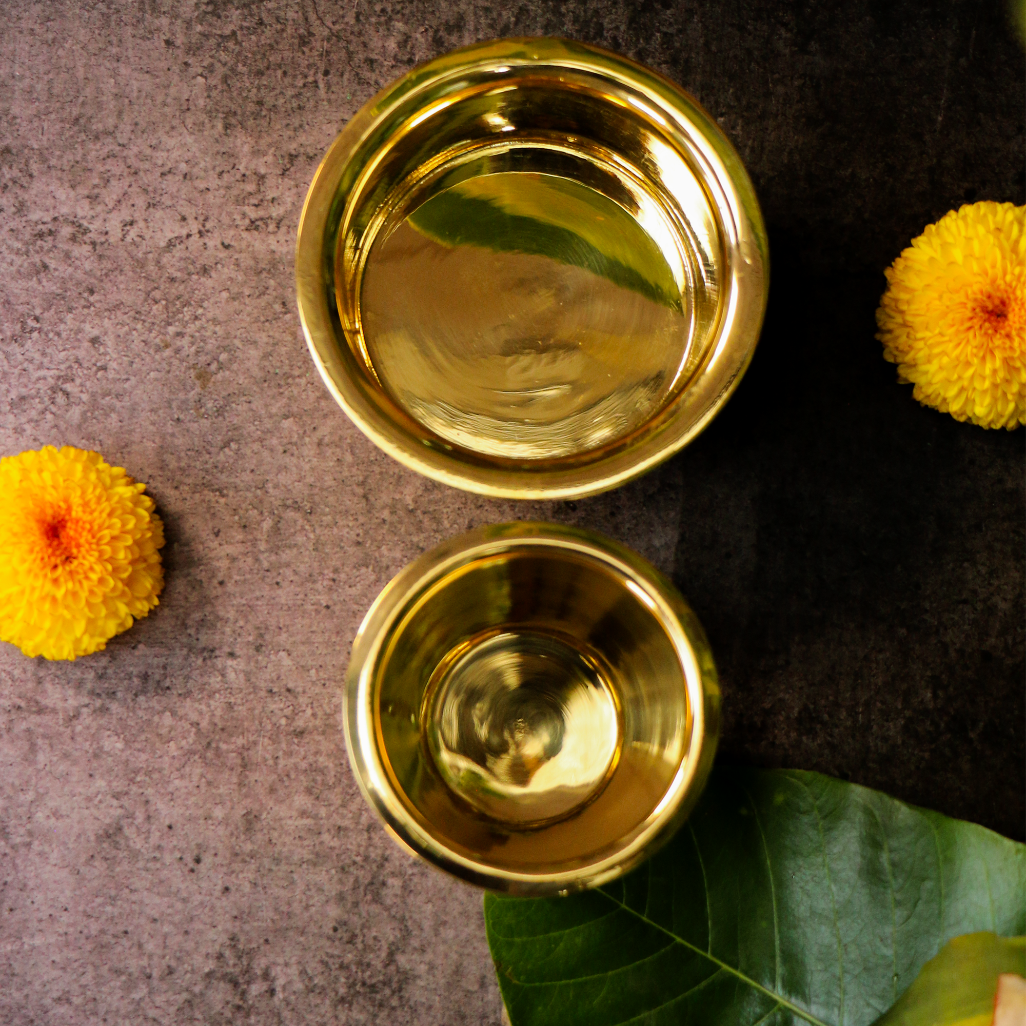 Traditional Pure Brass Filter Coffee Dabara Cup Set | South Indian Classic